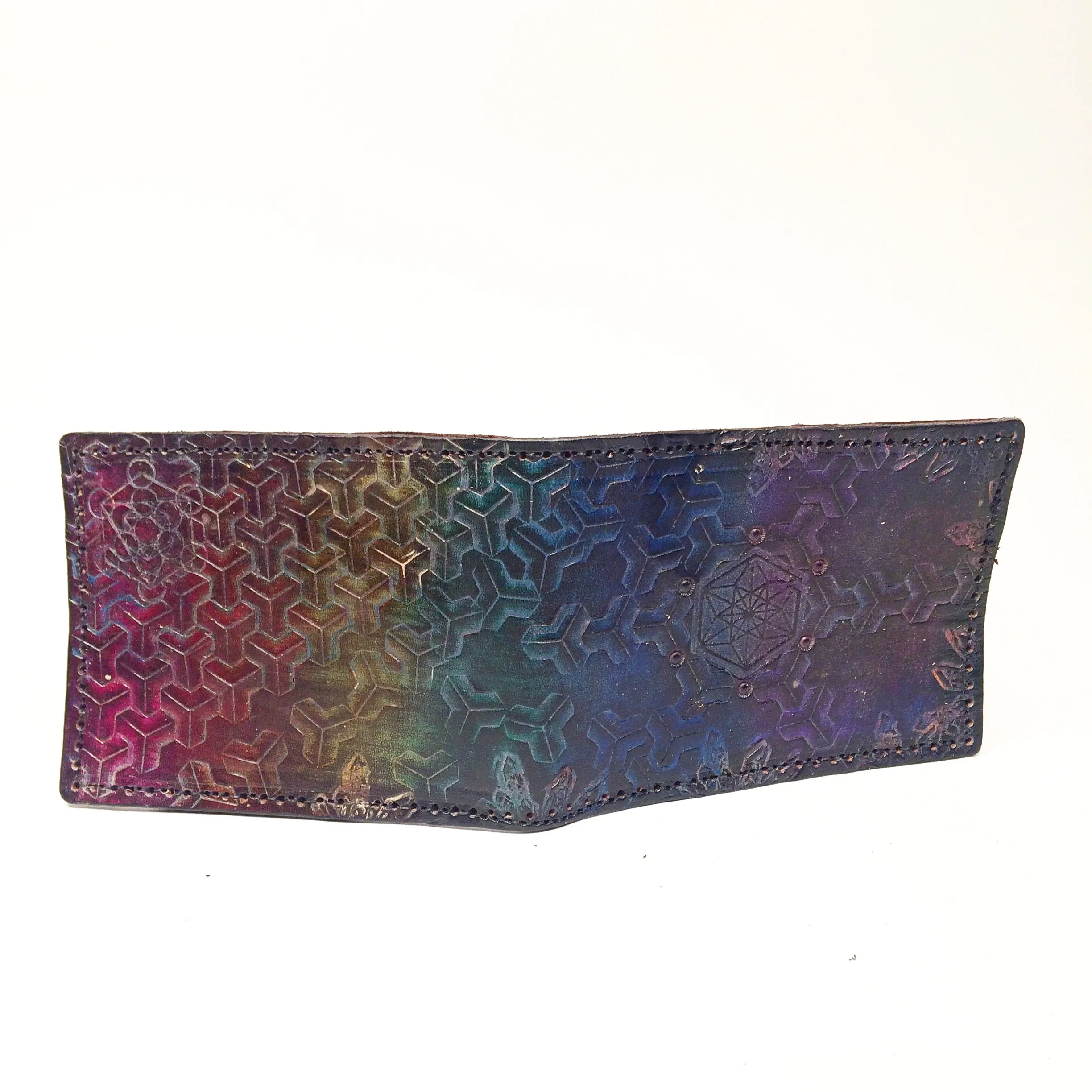 Stamped Leather Bifold Wallet - Crumbling Goyard