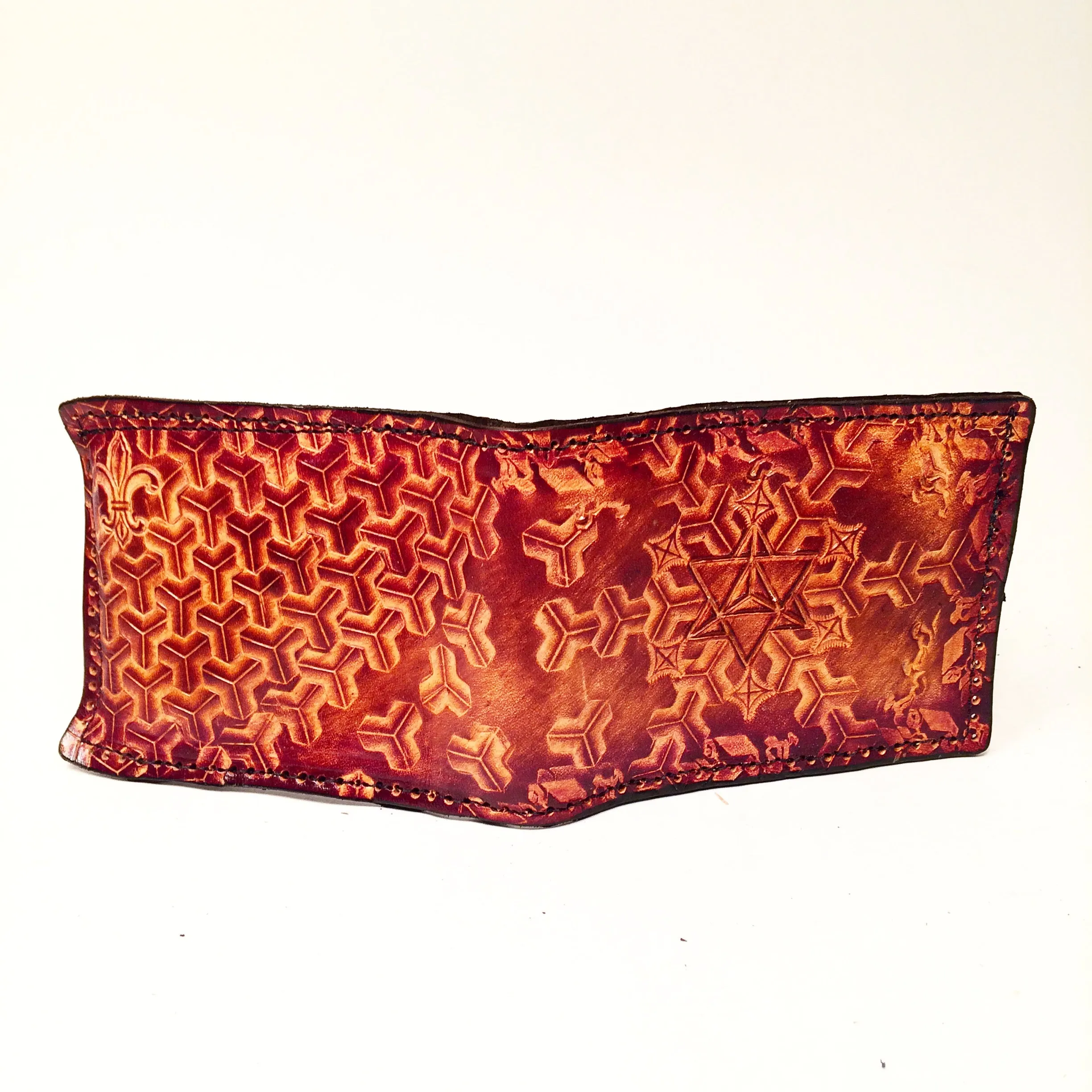 Stamped Leather Bifold Wallet - Crumbling Goyard