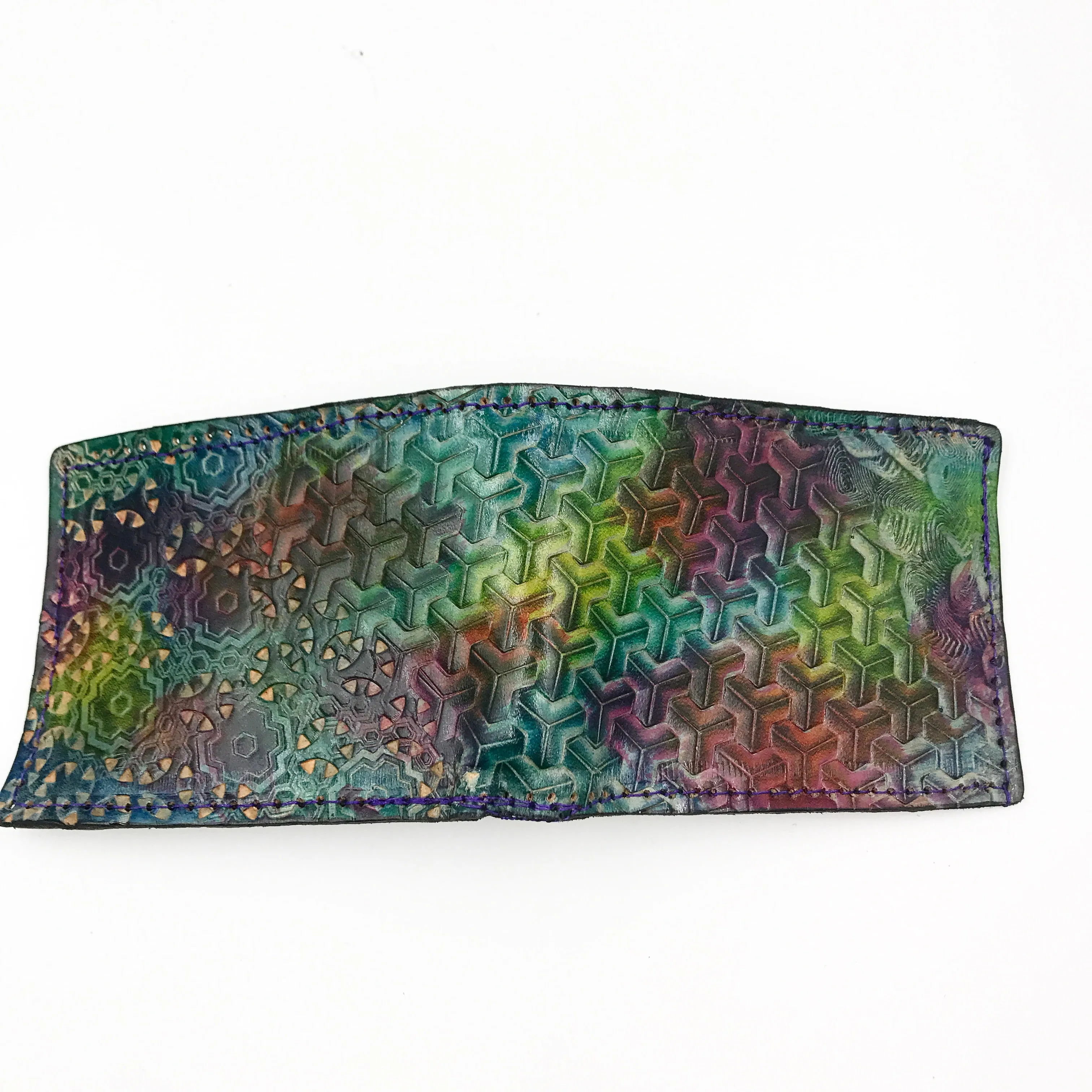 Stamped Leather Bifold Wallet - Crumbling Goyard