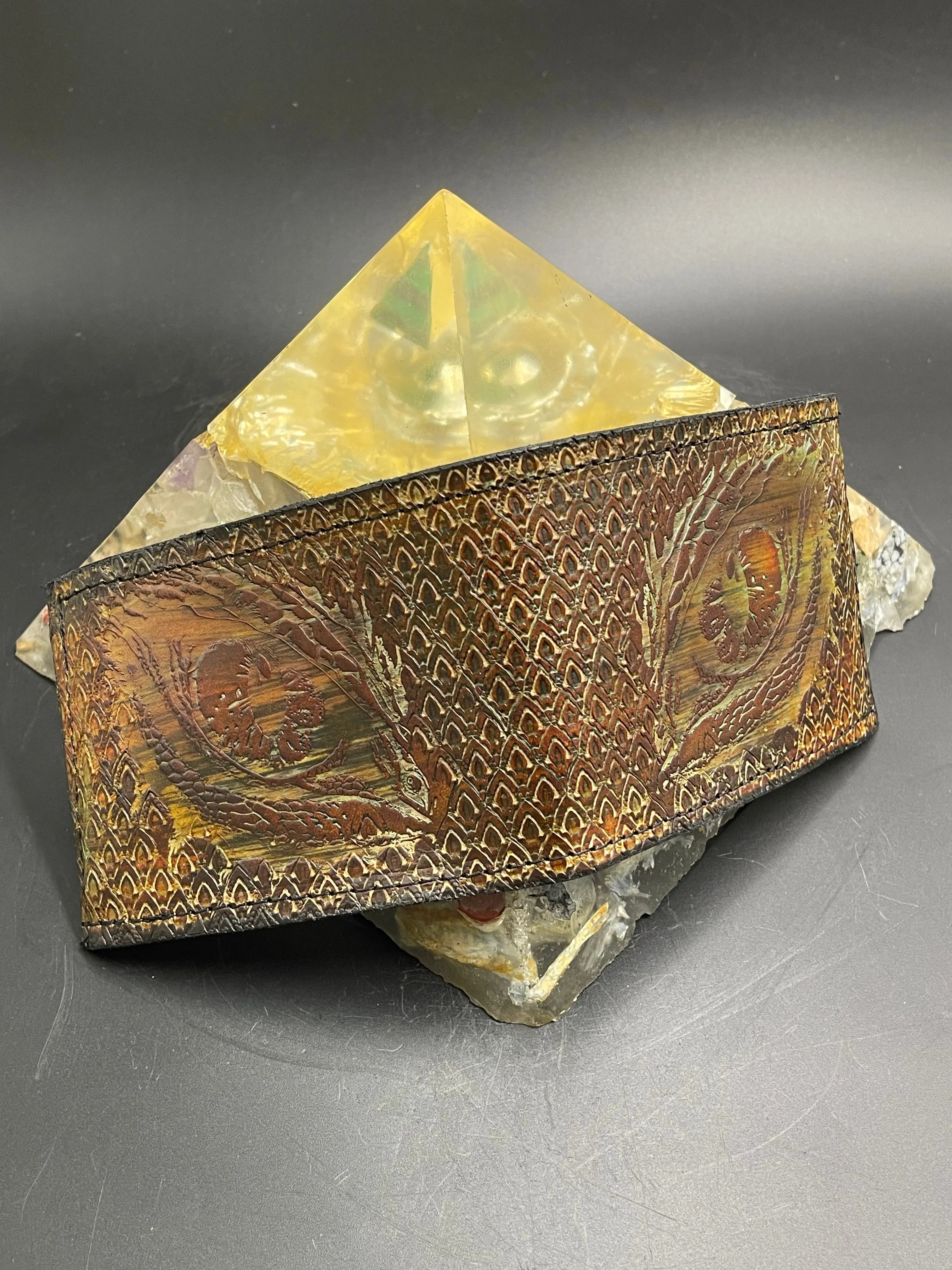 Stamped Leather Bifold Wallet - Dragon Eyes