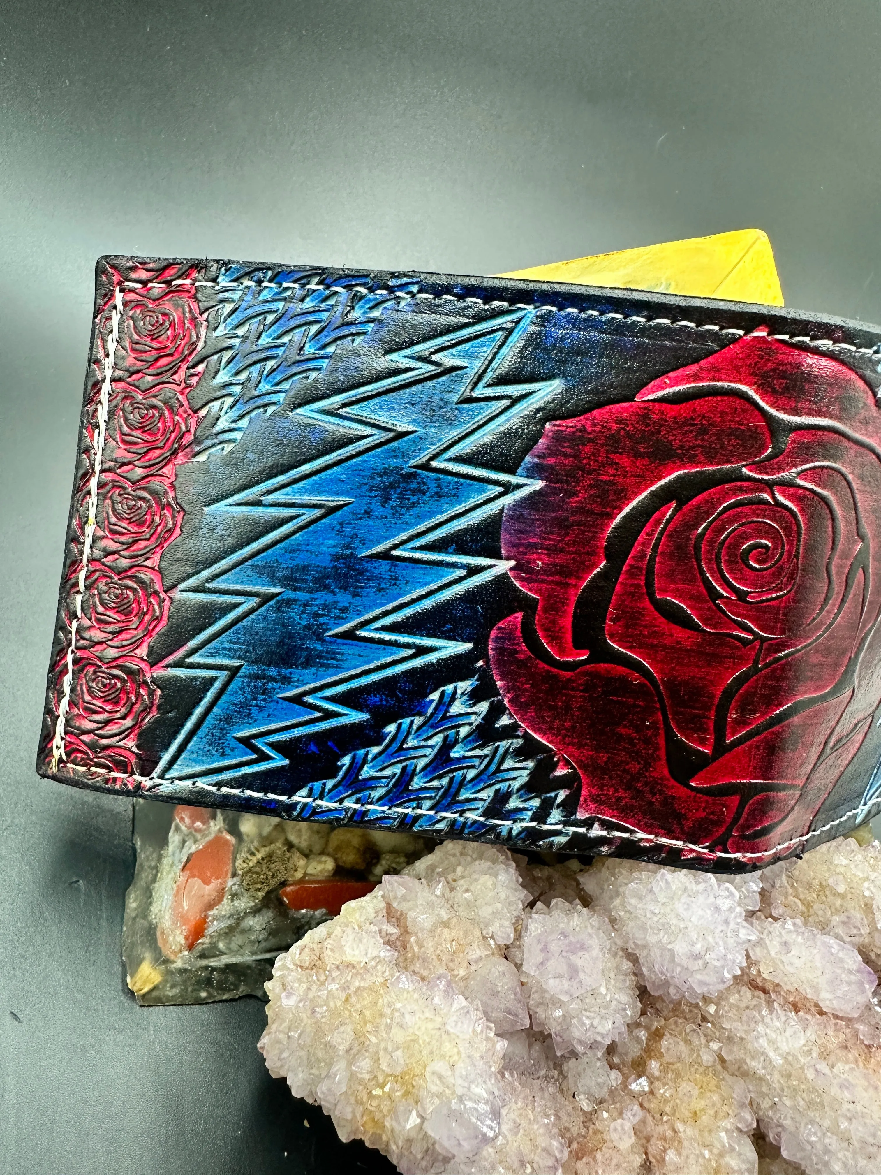 Stamped Leather Bifold Wallet - Grateful Bolts