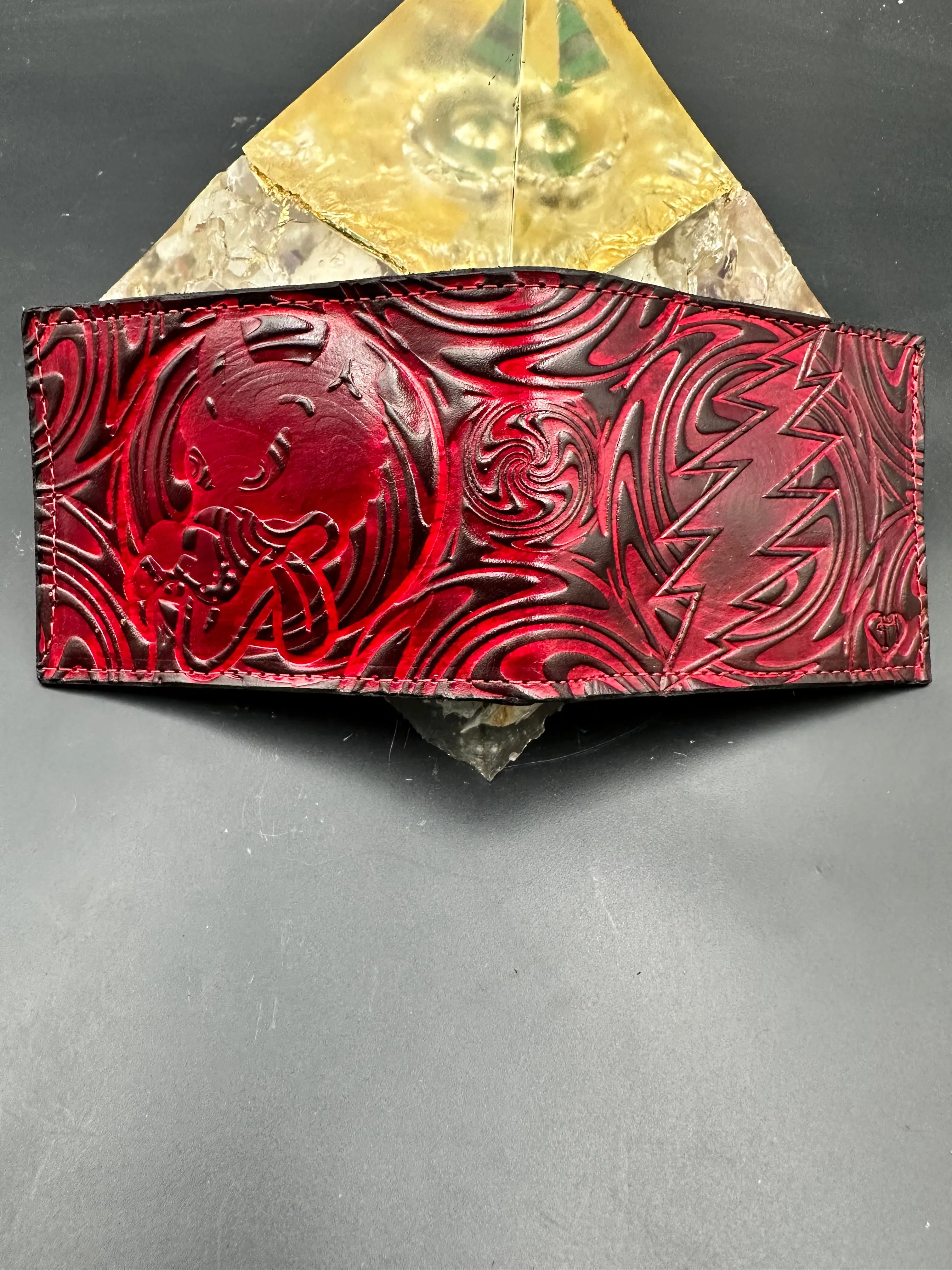 Stamped Leather Bifold Wallet - Grateful Dire Wolf