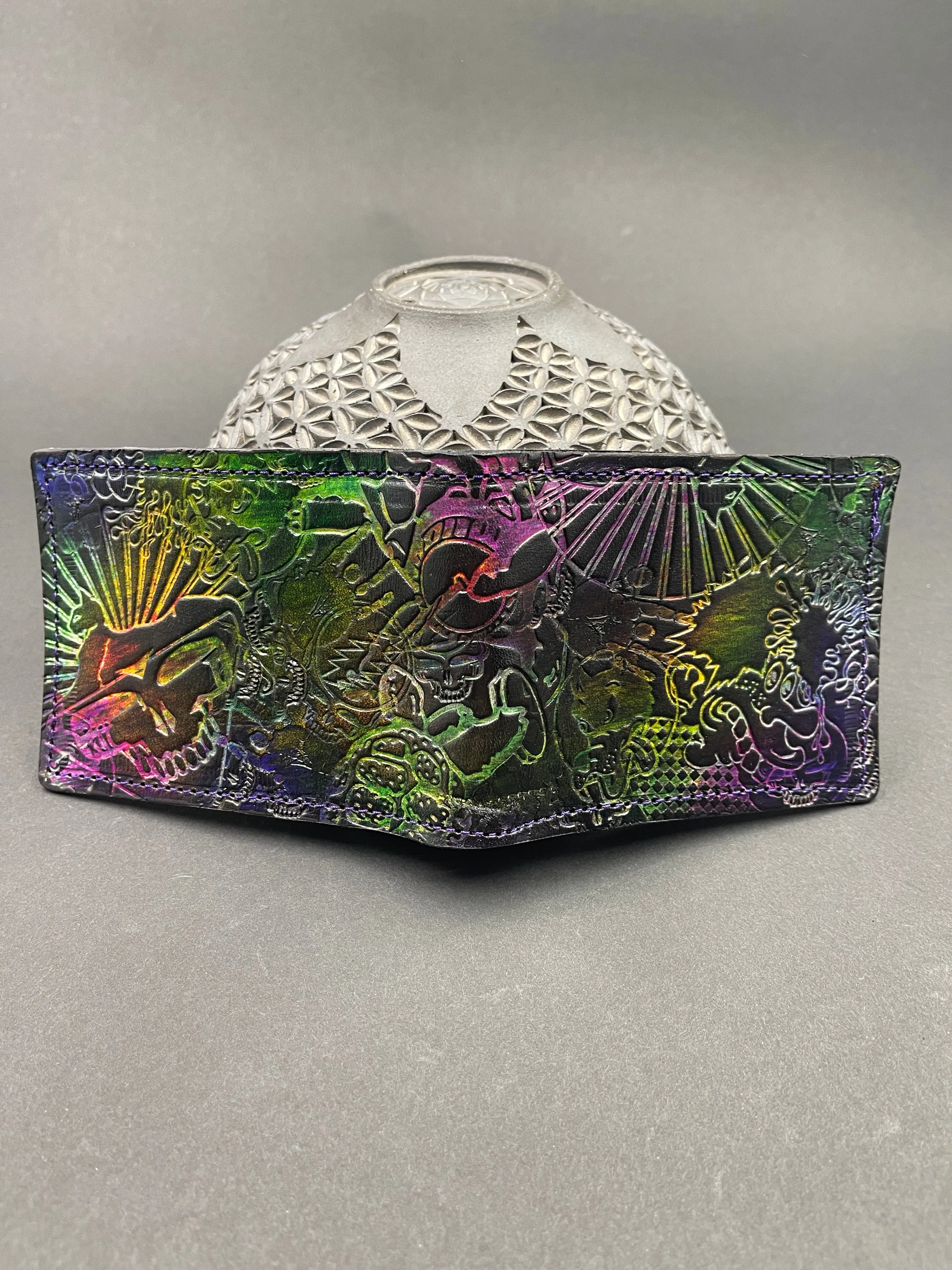 Stamped Leather Bifold Wallet - Grateful Explosion