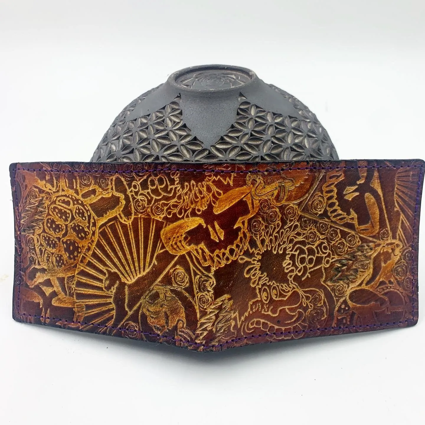 Stamped Leather Bifold Wallet - Grateful Explosion