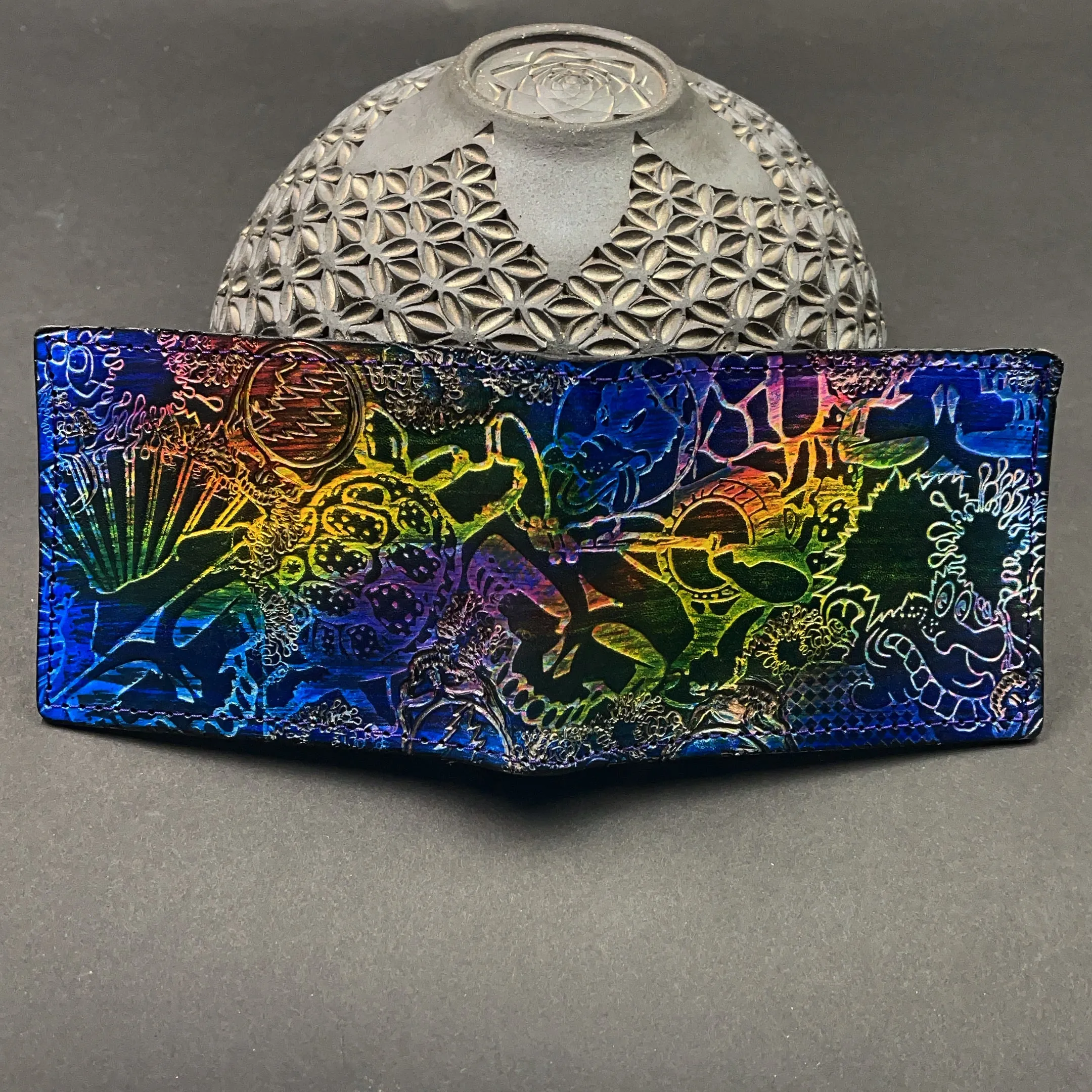 Stamped Leather Bifold Wallet - Grateful Explosion