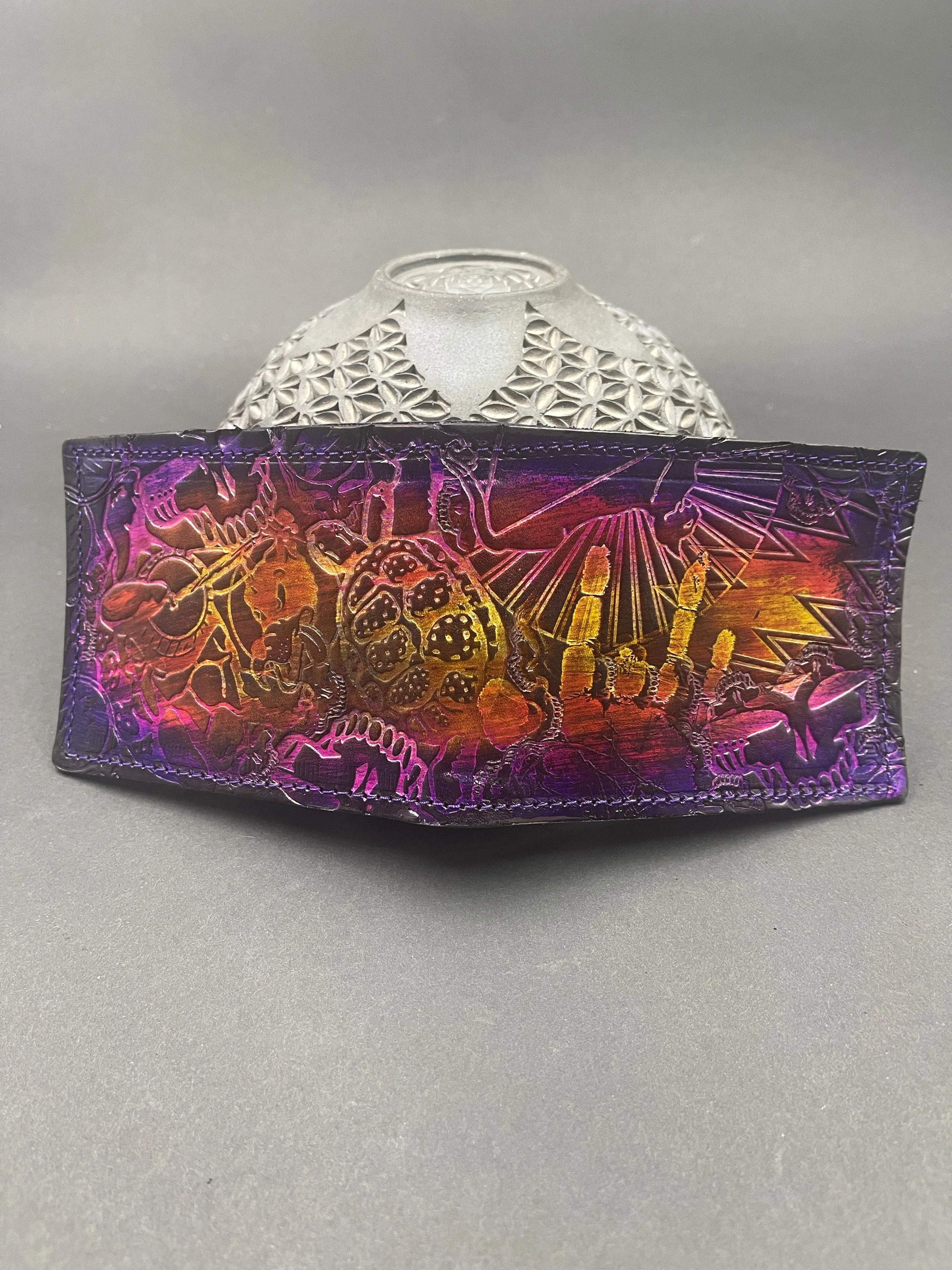 Stamped Leather Bifold Wallet - Grateful Explosion