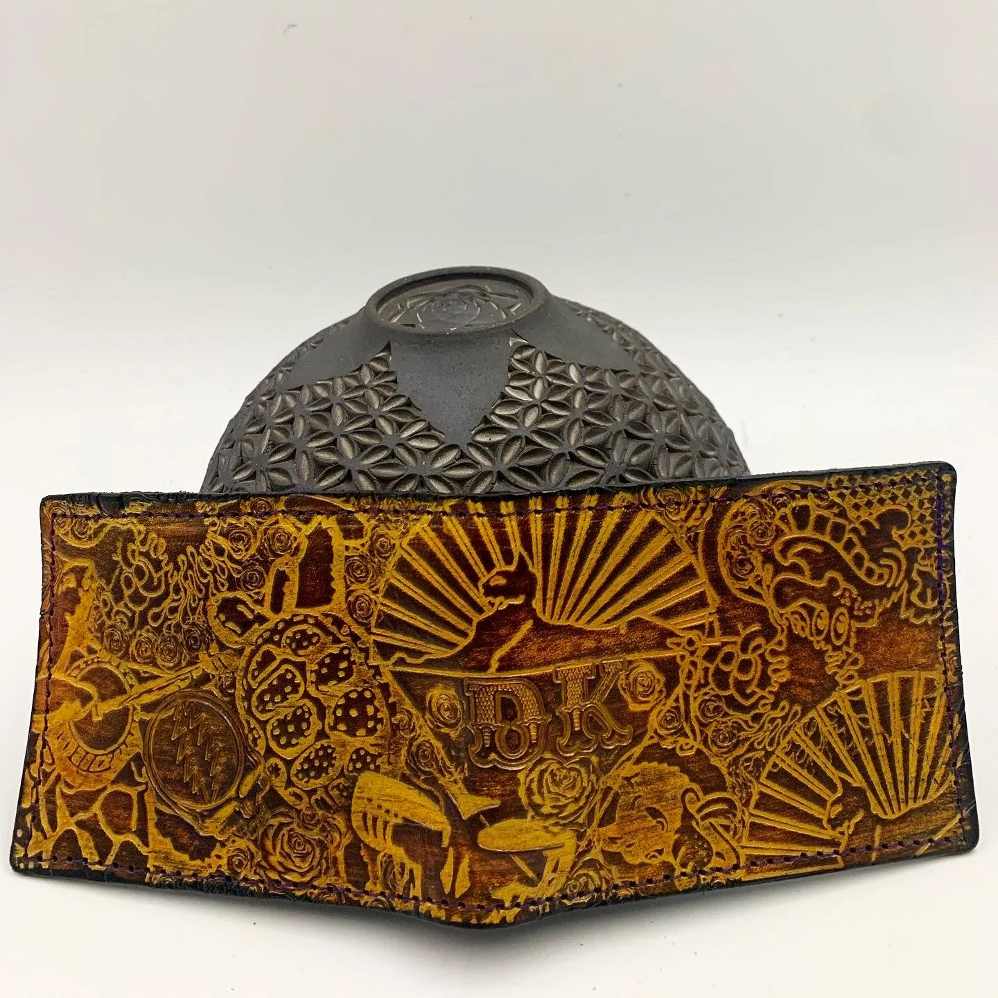 Stamped Leather Bifold Wallet - Grateful Explosion
