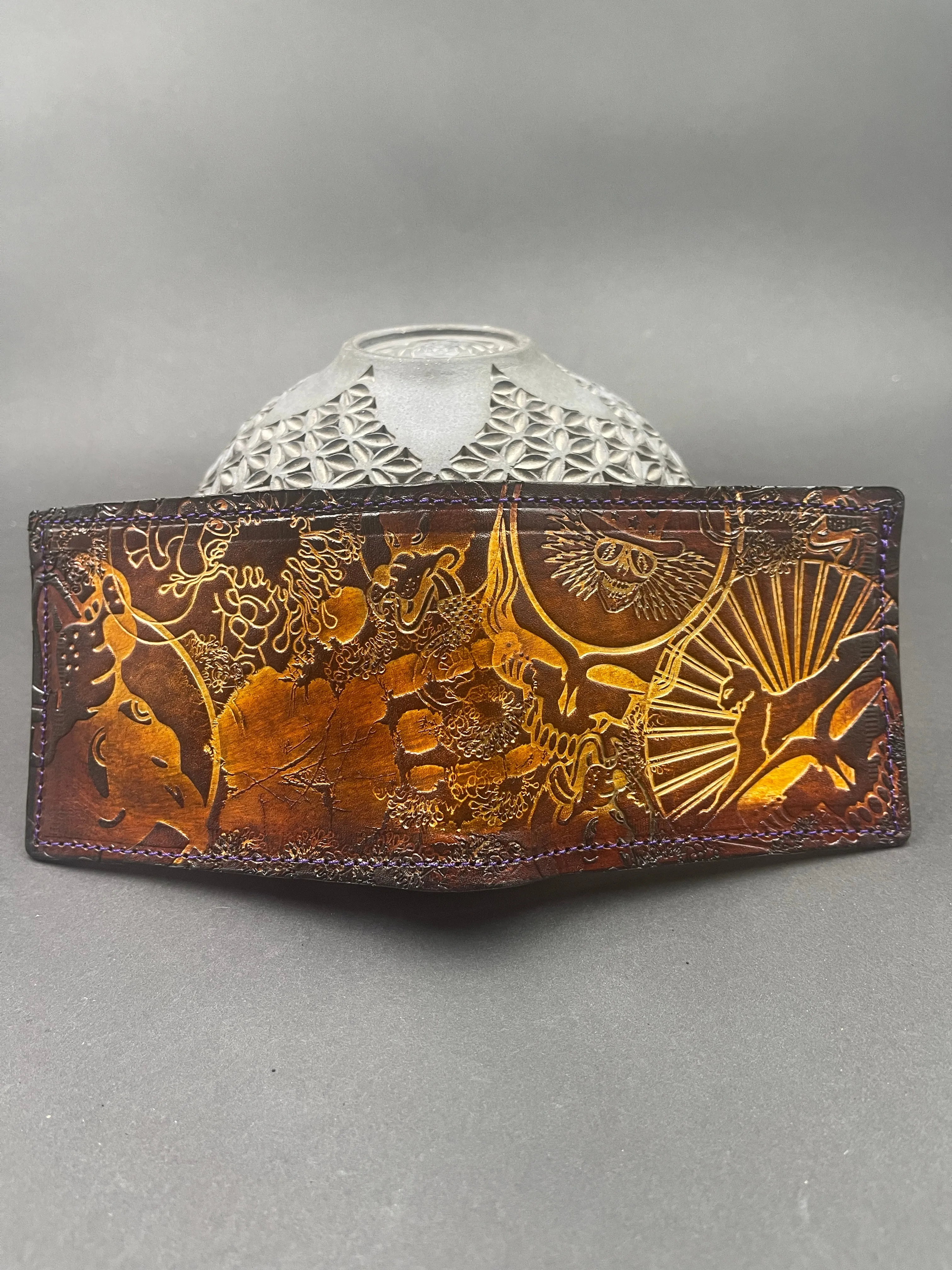Stamped Leather Bifold Wallet - Grateful Explosion