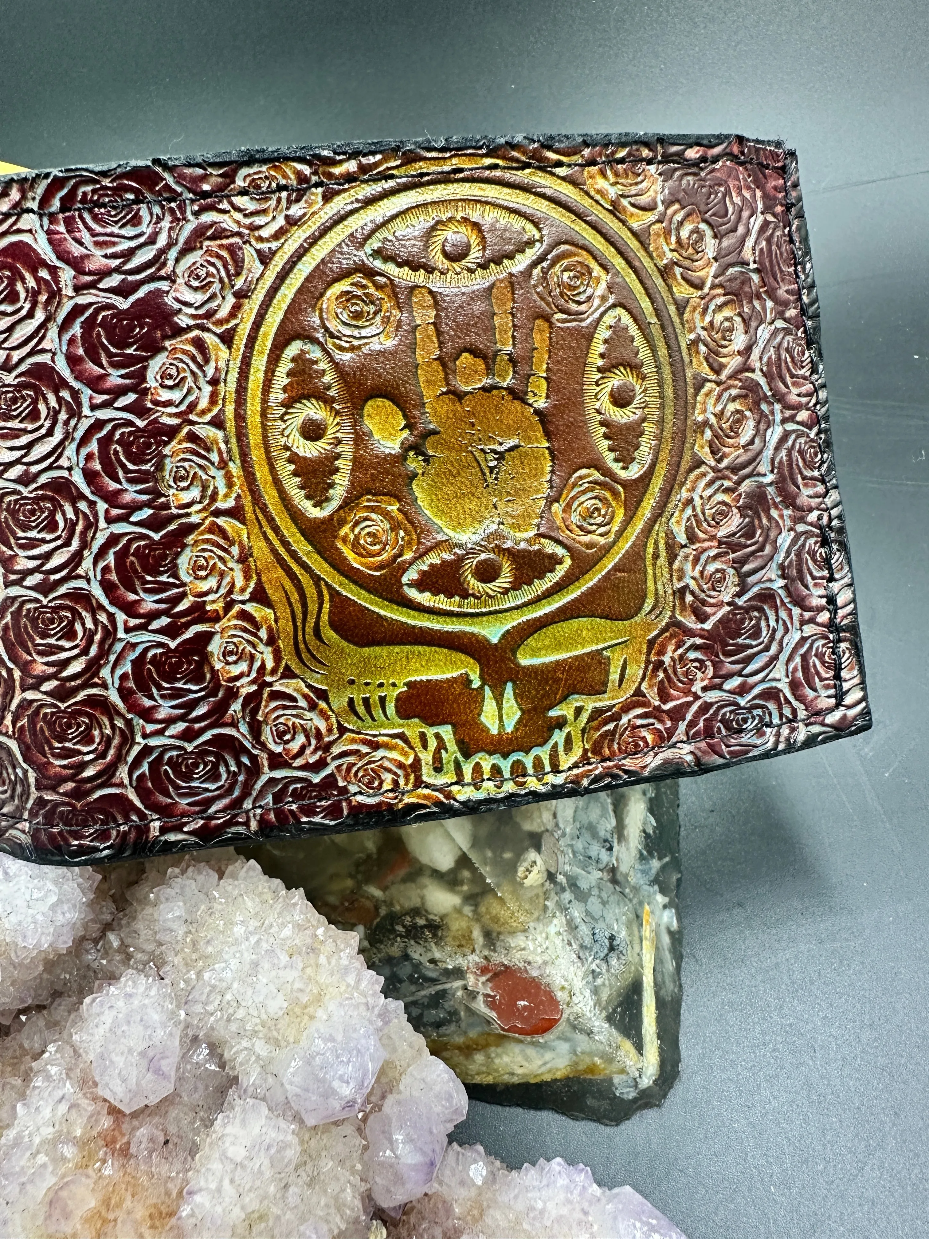 Stamped Leather Bifold Wallet - Grateful Full Stealies