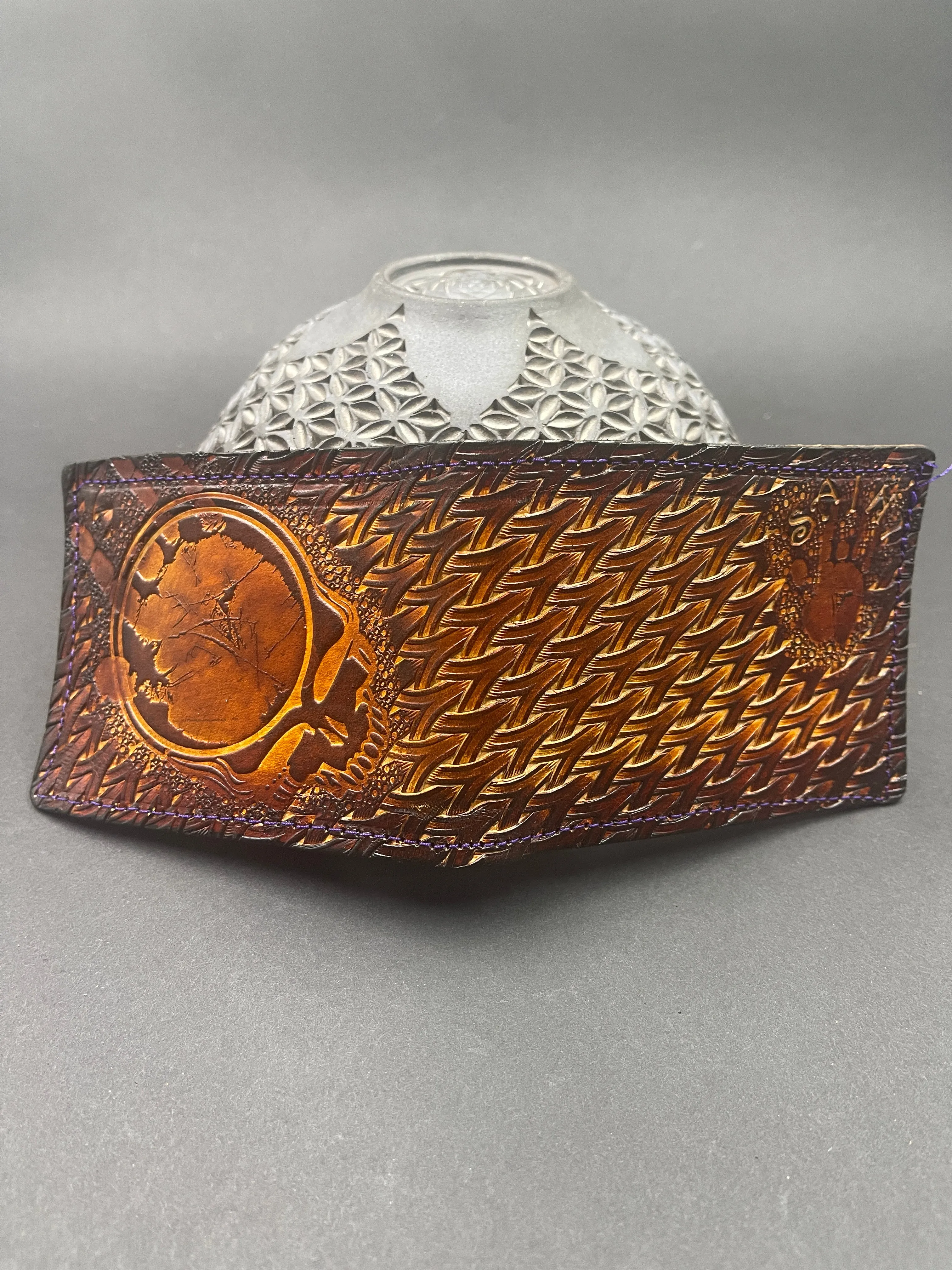 Stamped Leather Bifold Wallet - Grateful Full Stealies