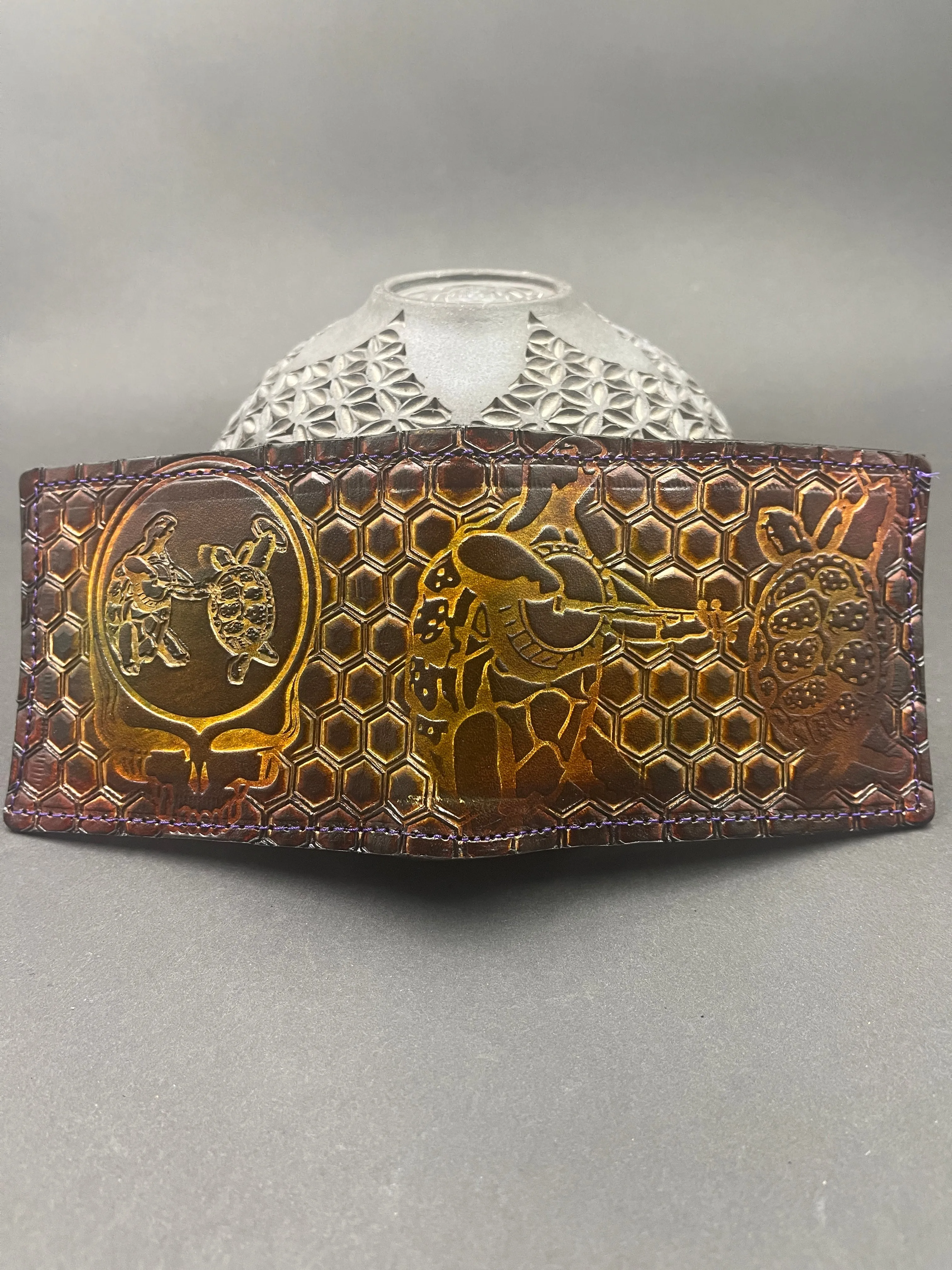Stamped Leather Bifold Wallet - Grateful Full Stealies