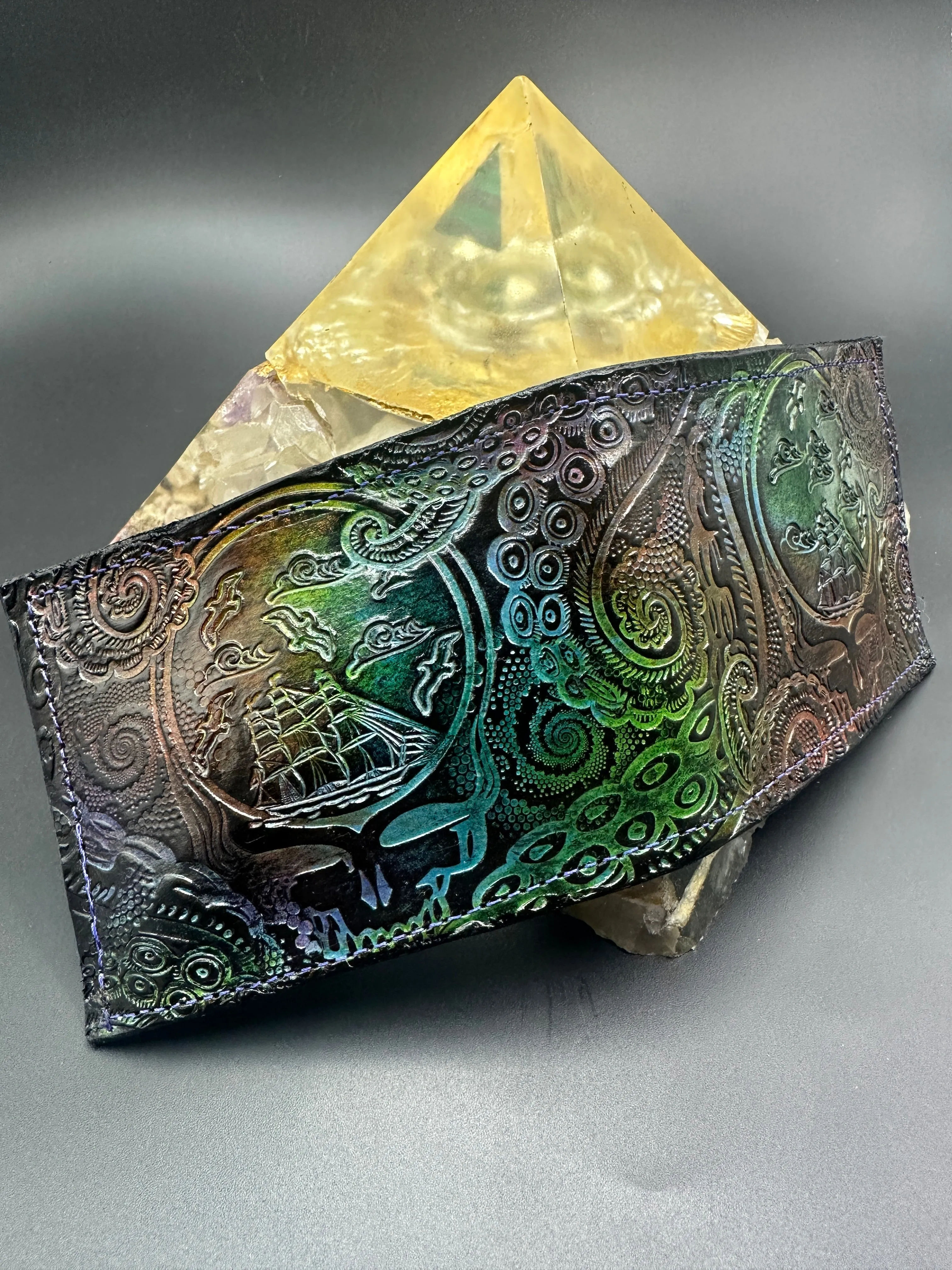 Stamped Leather Bifold Wallet - Grateful Lost Sailor