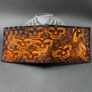Stamped Leather Bifold Wallet - Grateful Repeating Stealie