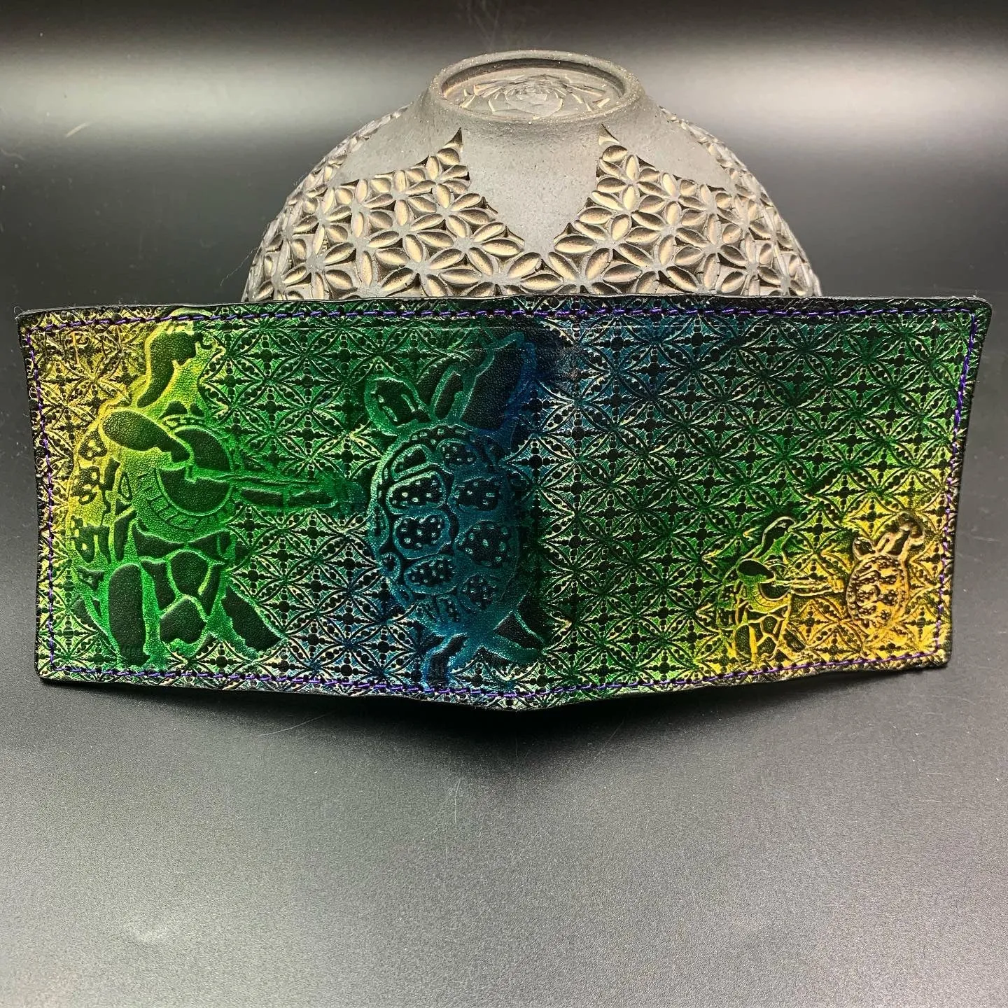 Stamped Leather Bifold Wallet - Grateful Terrapins