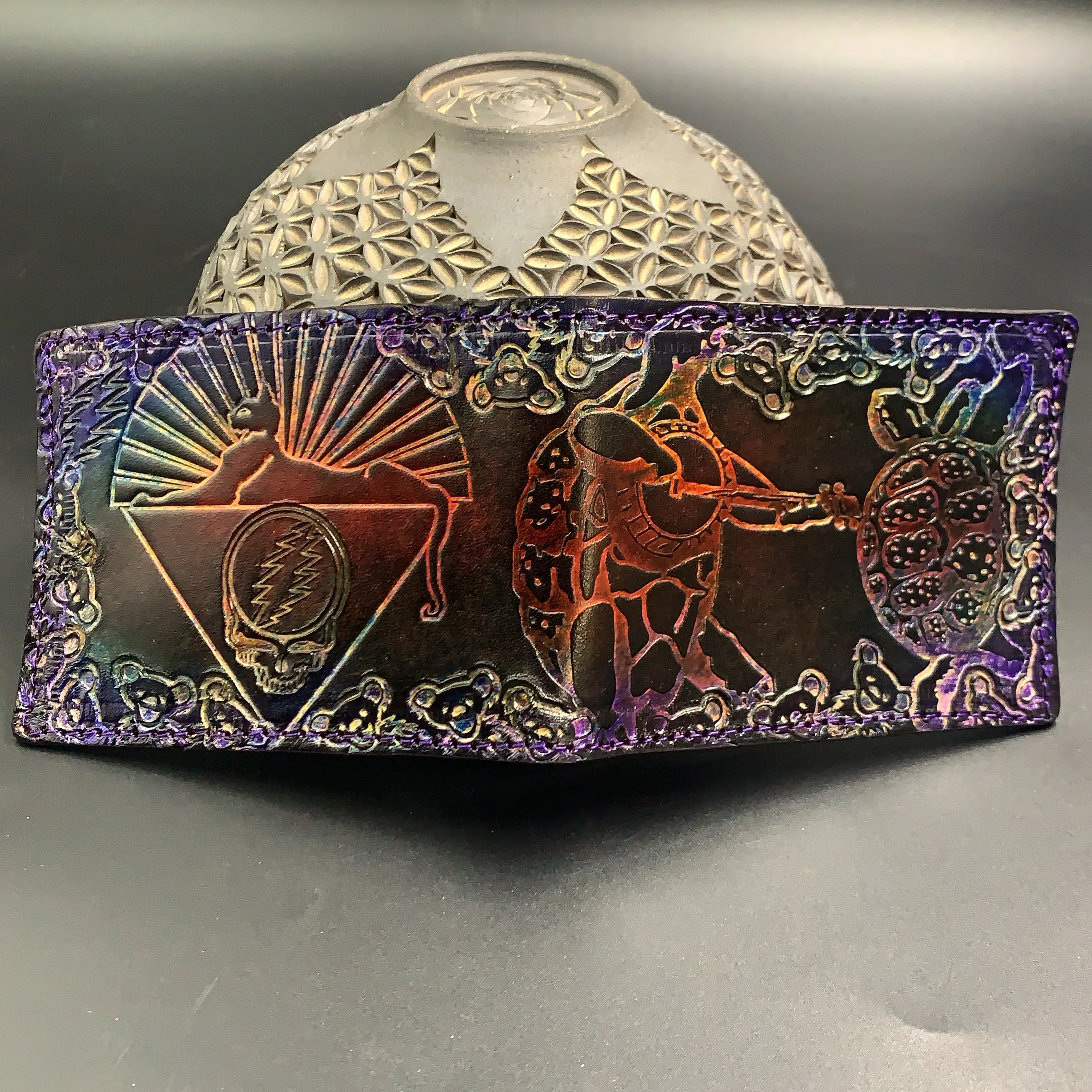 Stamped Leather Bifold Wallet - Grateful Terrapins