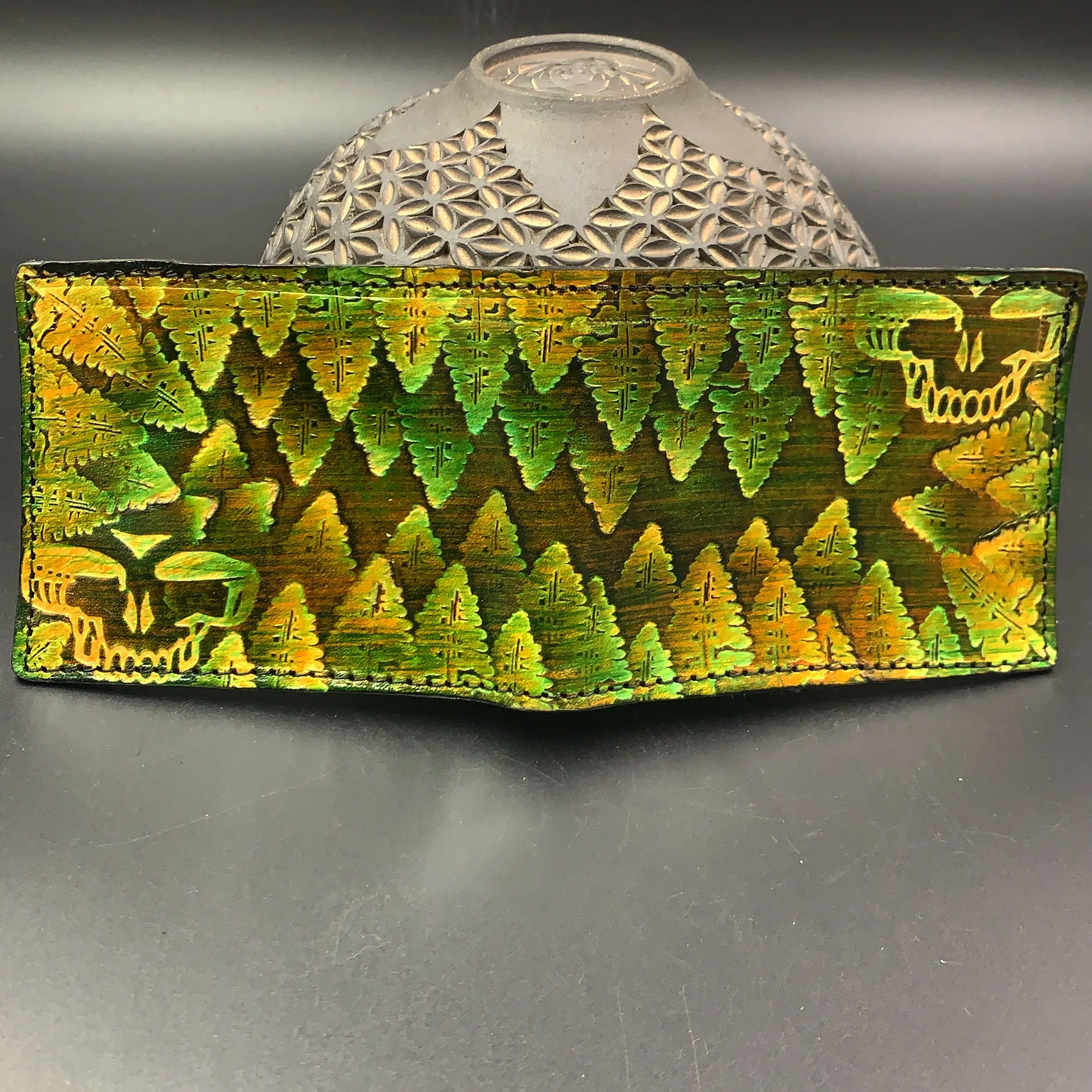 Stamped Leather Bifold Wallet - Grateful Wonders of Nature