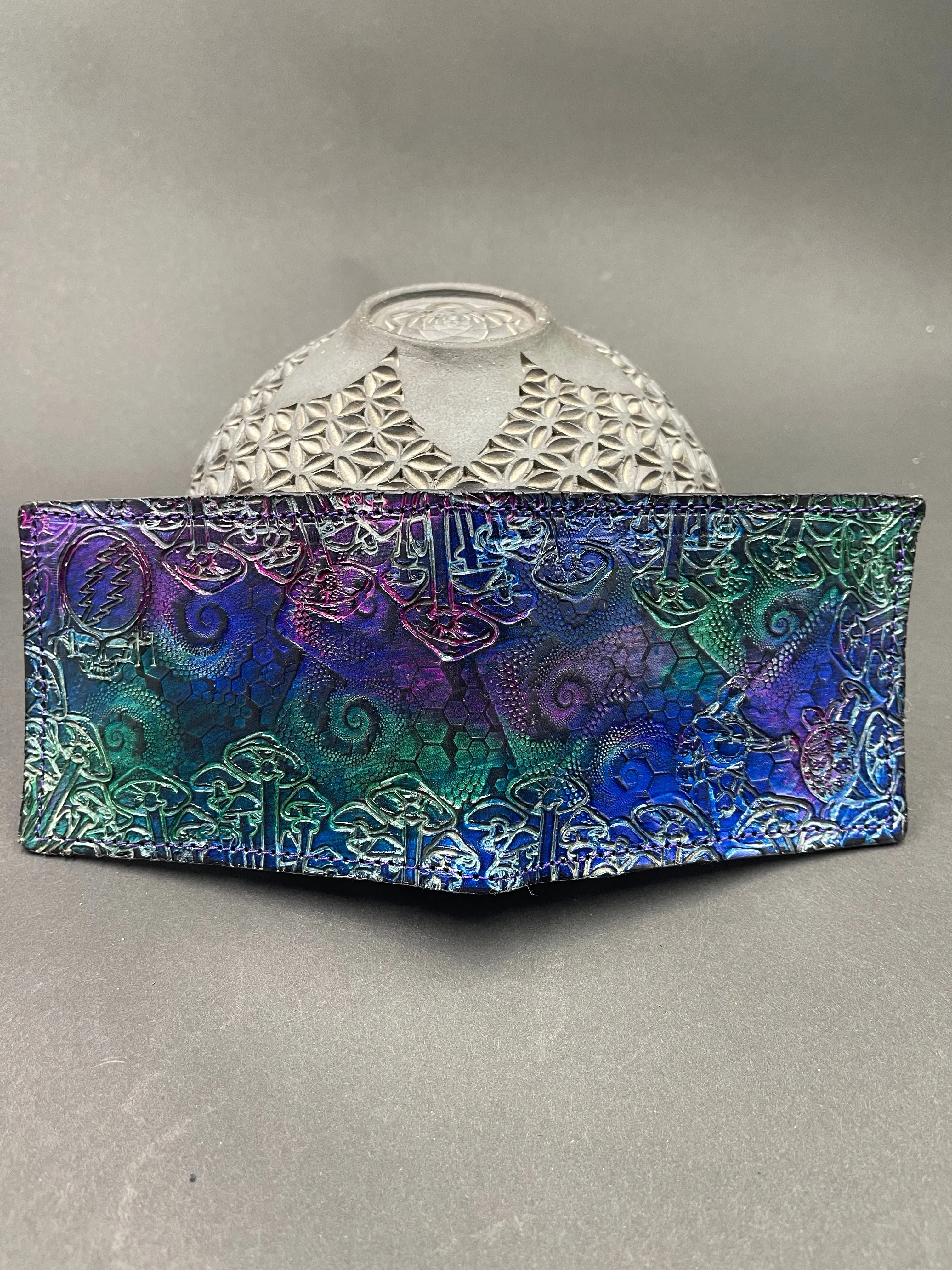Stamped Leather Bifold Wallet - Grateful Wonders of Nature