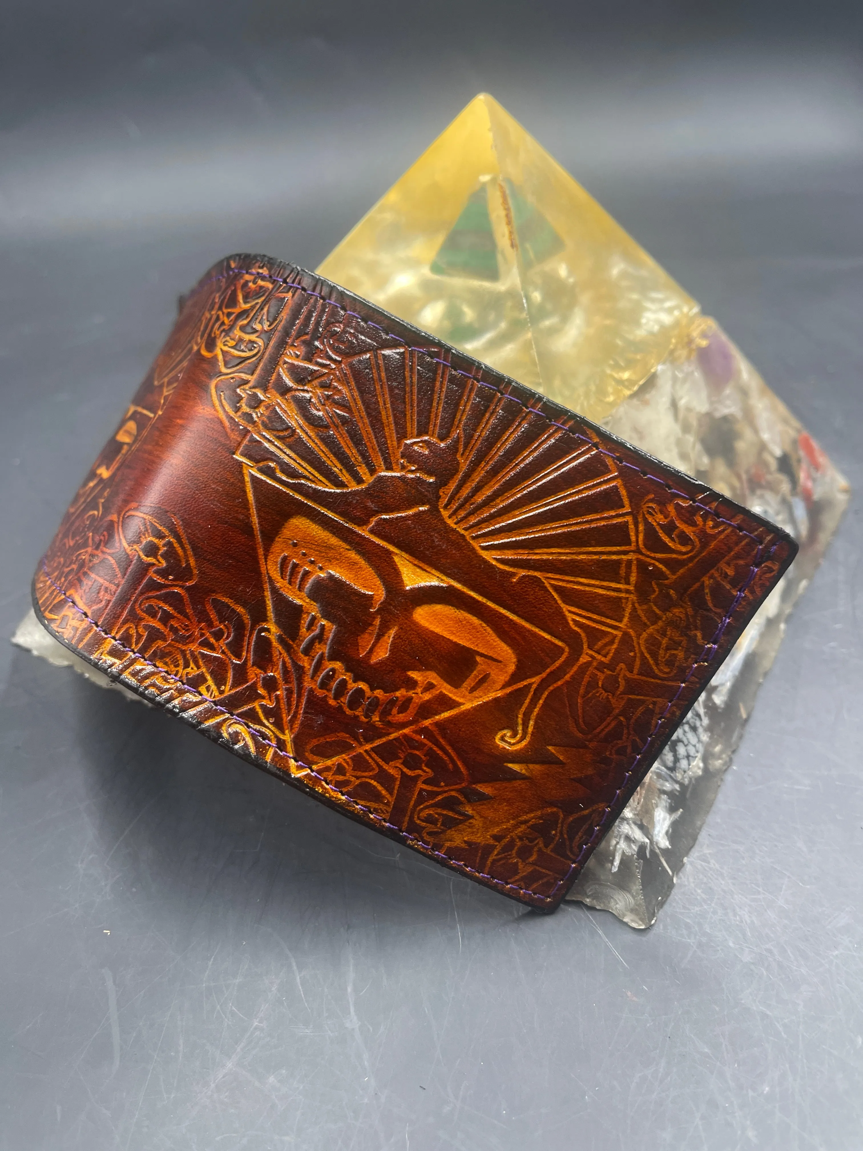 Stamped Leather Bifold Wallet - Grateful Wonders of Nature