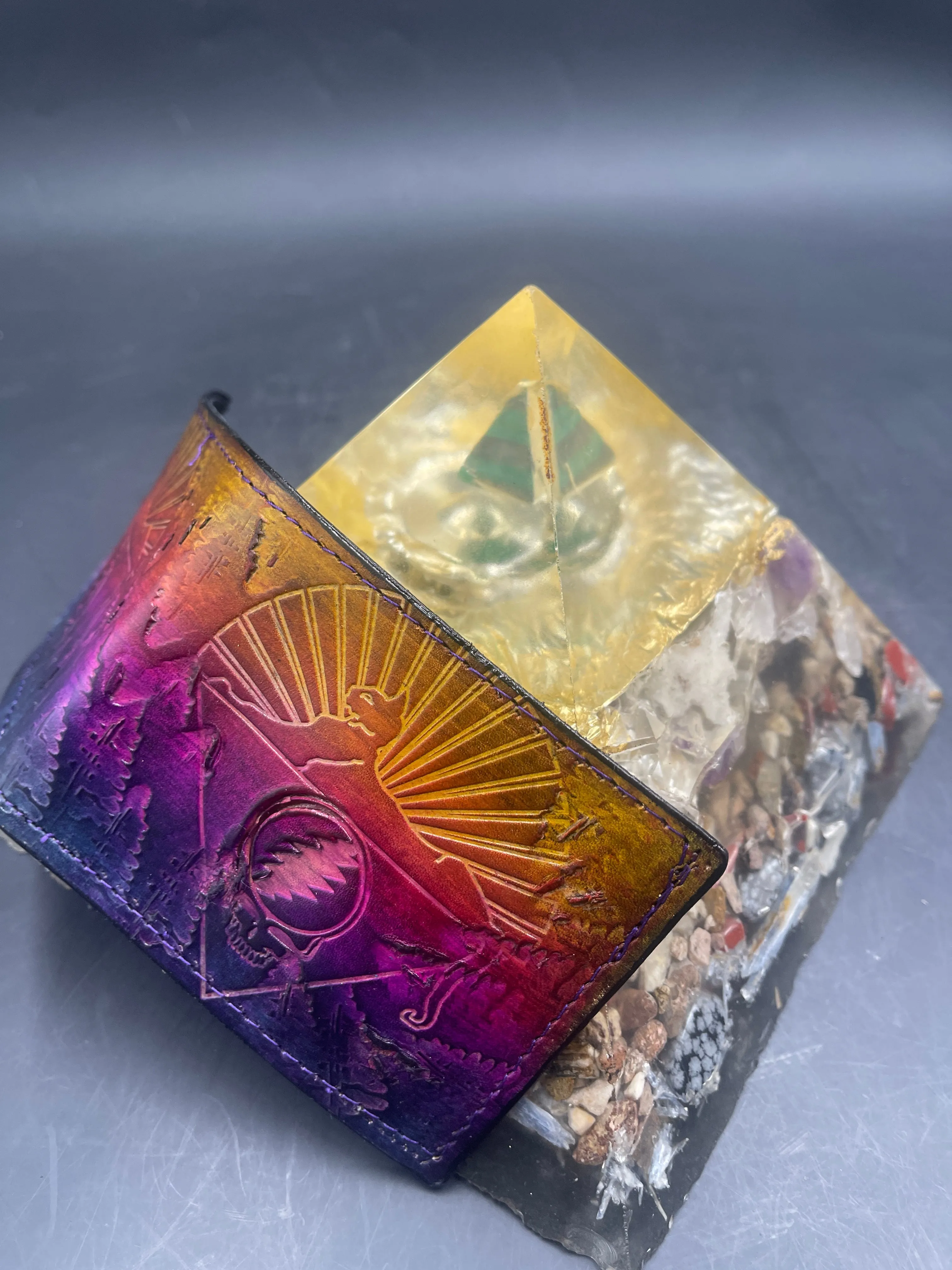 Stamped Leather Bifold Wallet - Grateful Wonders of Nature