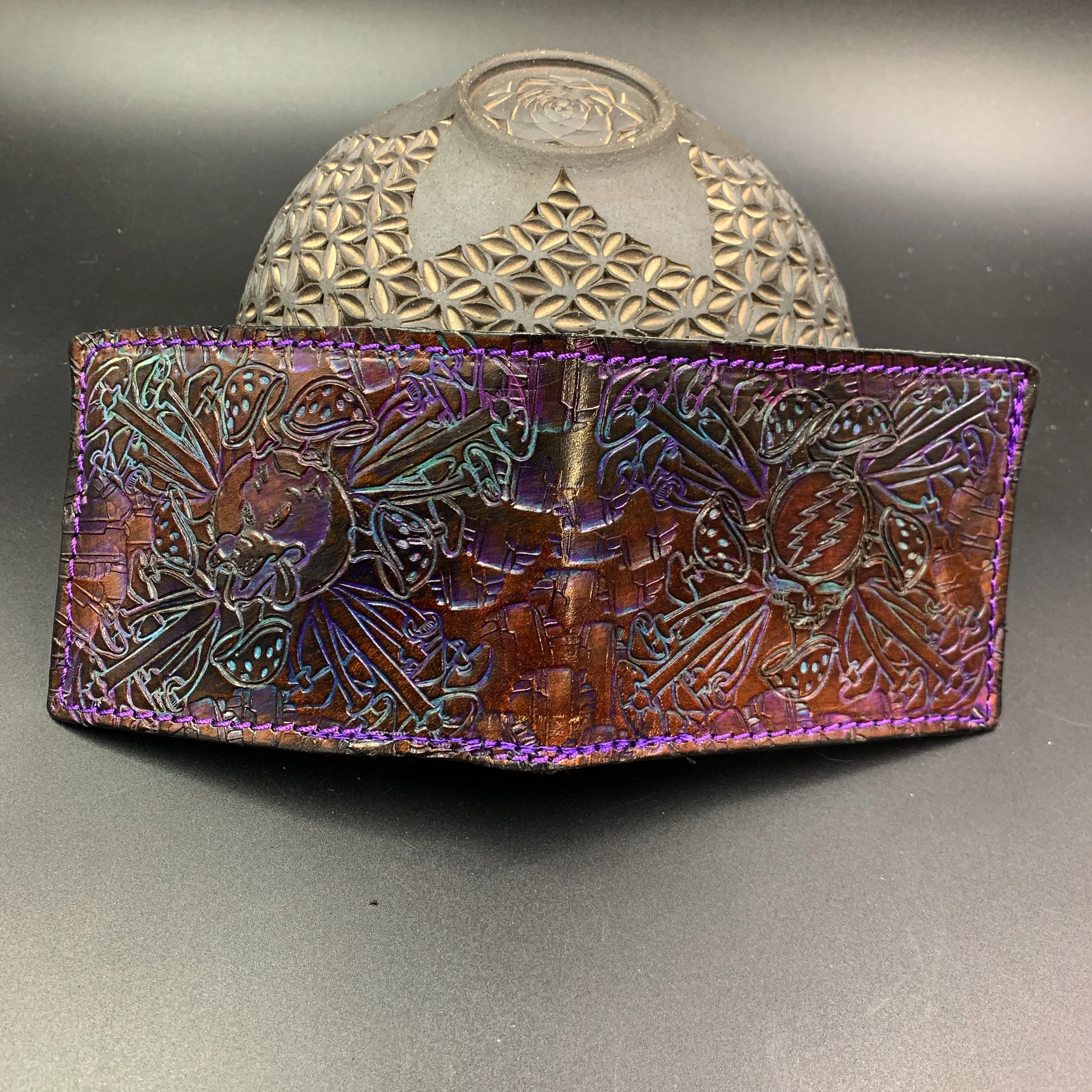 Stamped Leather Bifold Wallet - Grateful Wonders of Nature