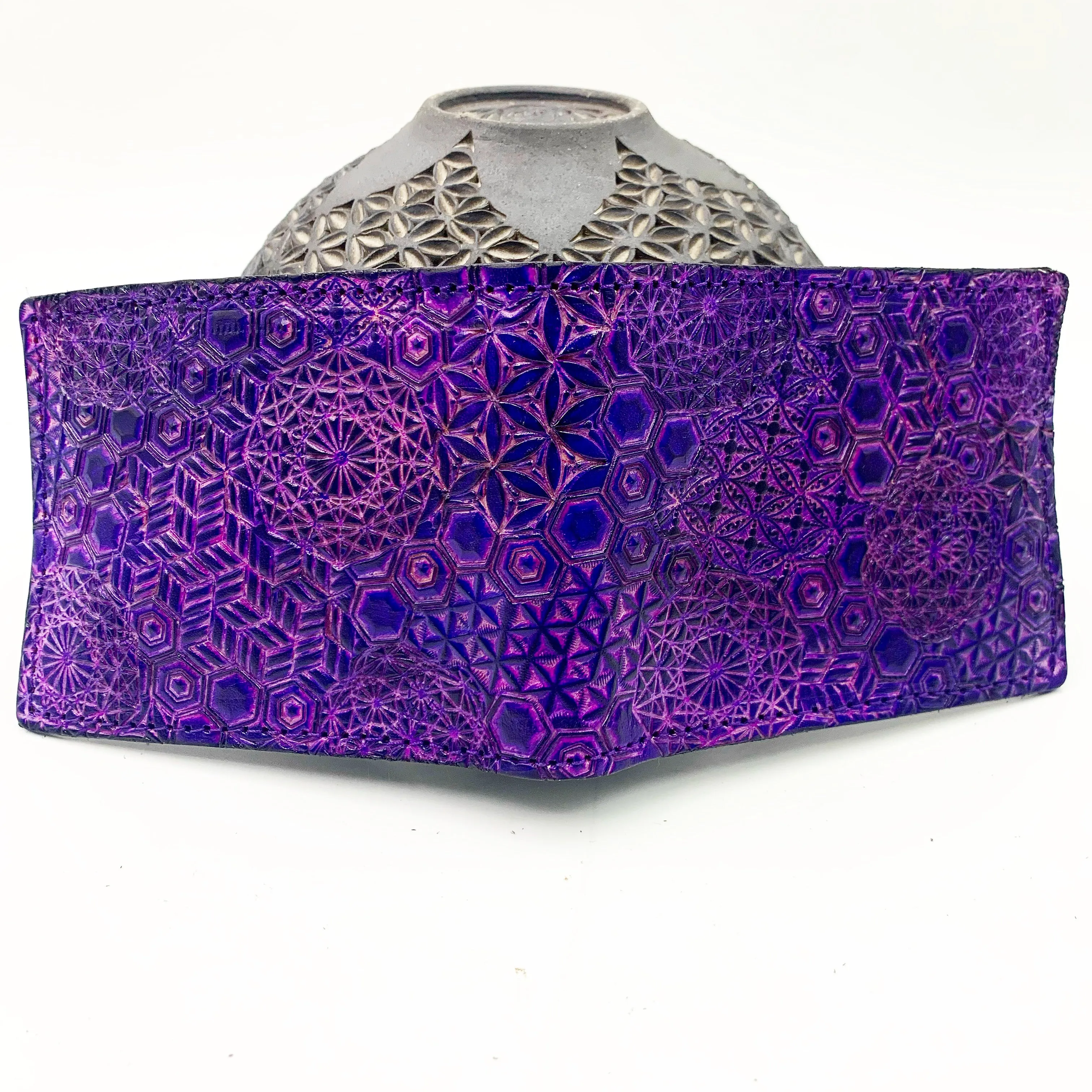 Stamped Leather Bifold Wallet - Morphing Geometric Patterns