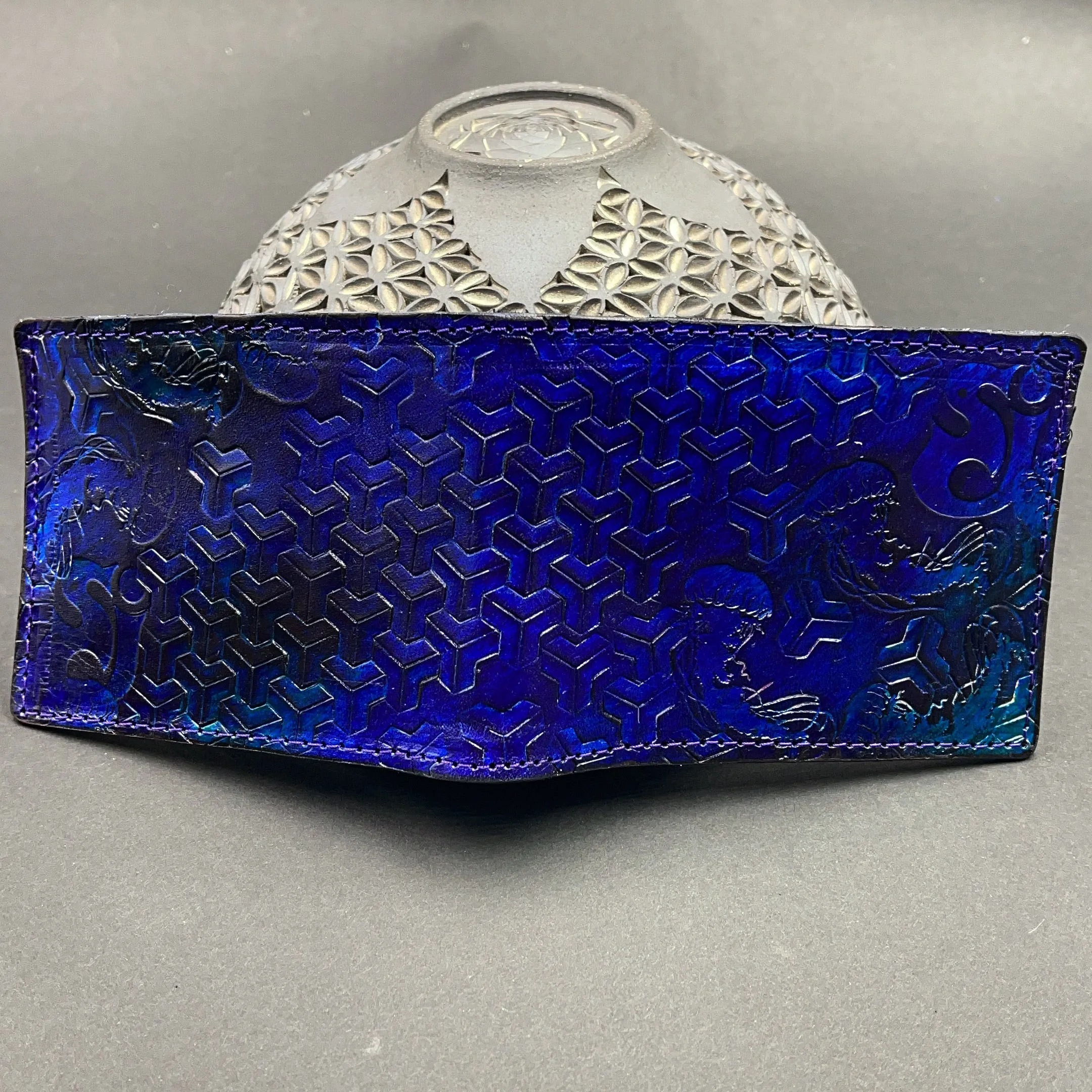 Stamped Leather Bifold Wallet - Morphing Geometric Patterns