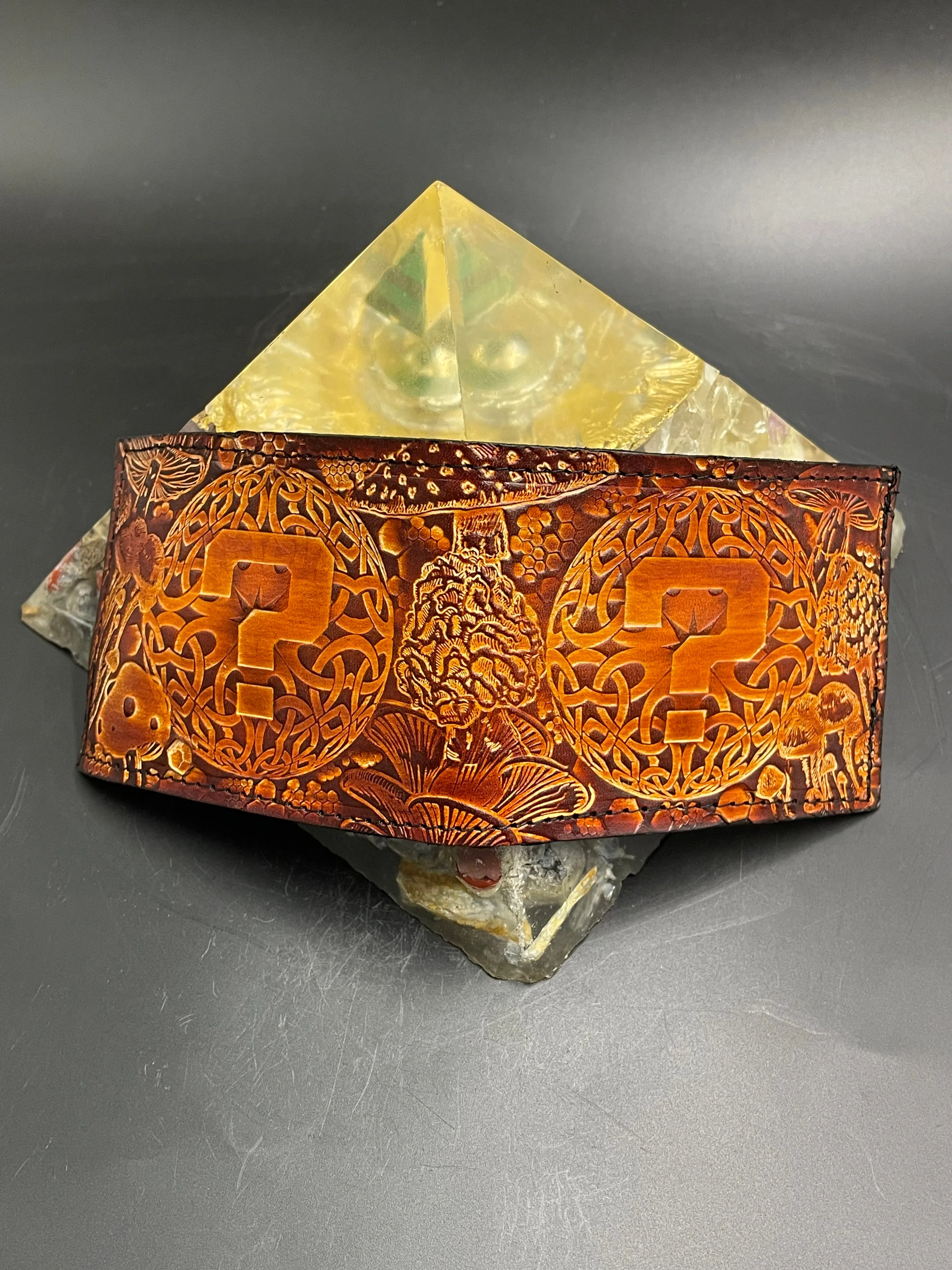 Stamped Leather Bifold Wallet - Mushrooms 2.0 XL