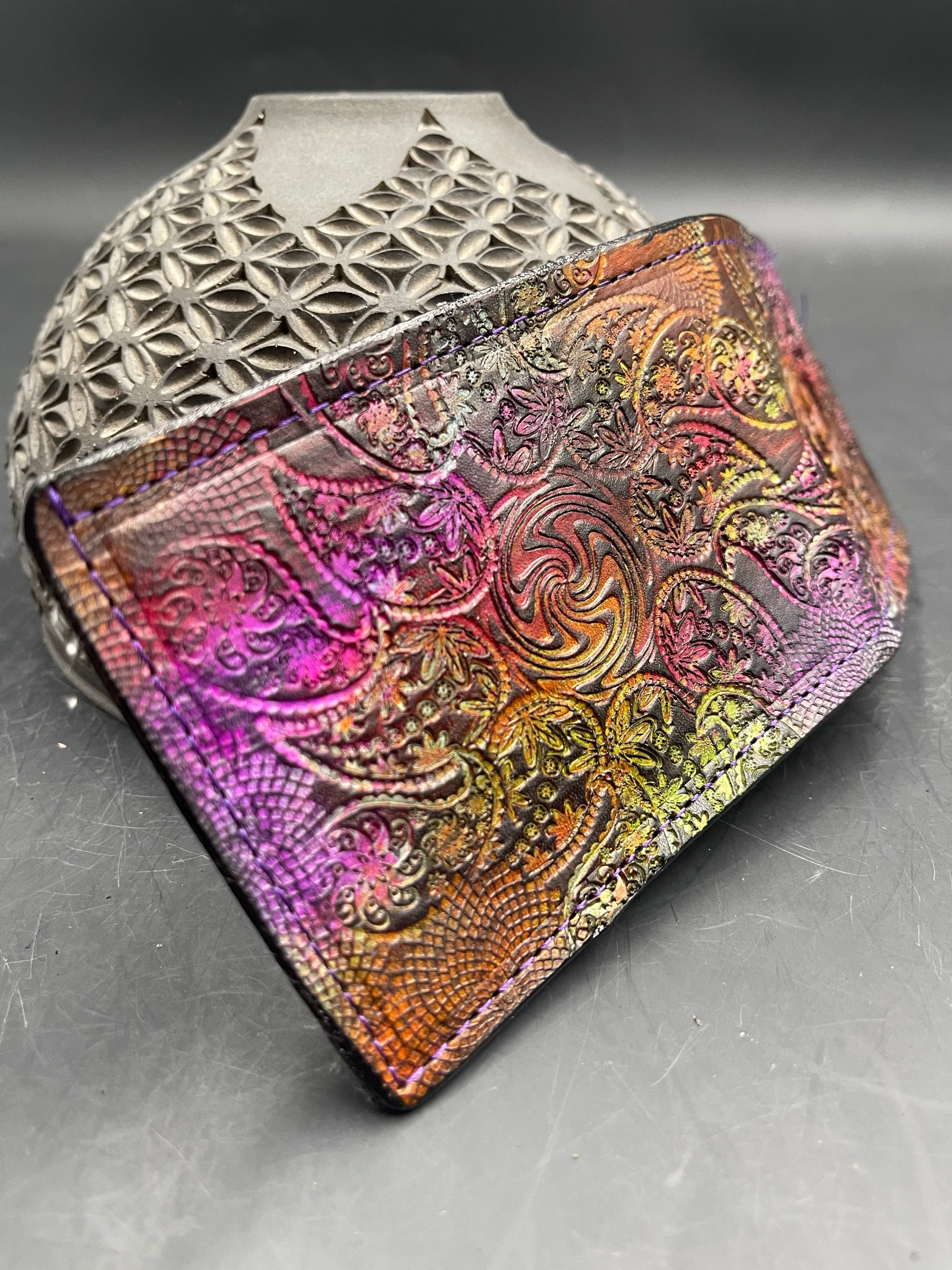 Stamped Leather Bifold Wallet - Paisley
