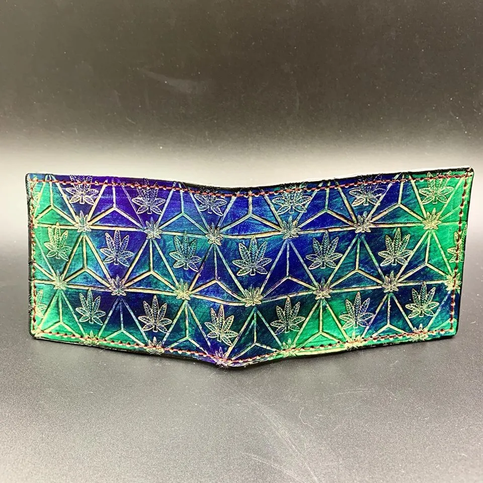 Stamped Leather Bifold Wallet - Sweet Leaf