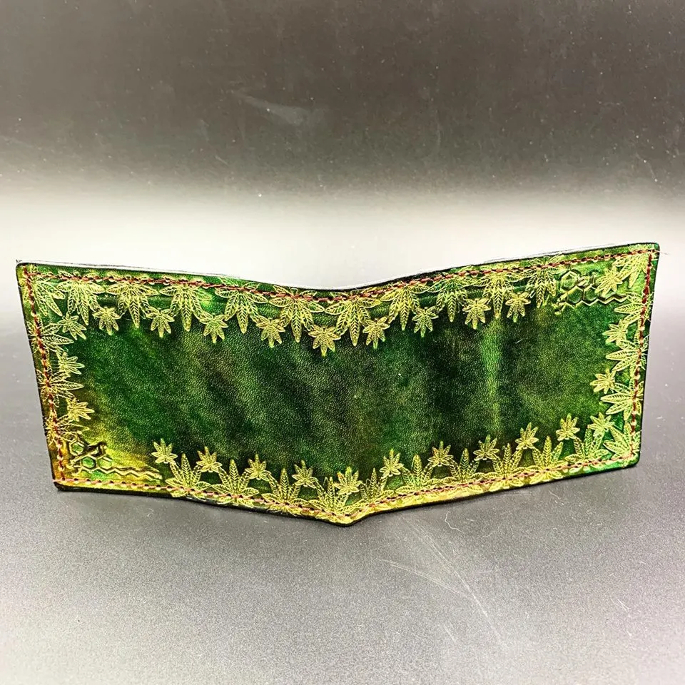 Stamped Leather Bifold Wallet - Sweet Leaf