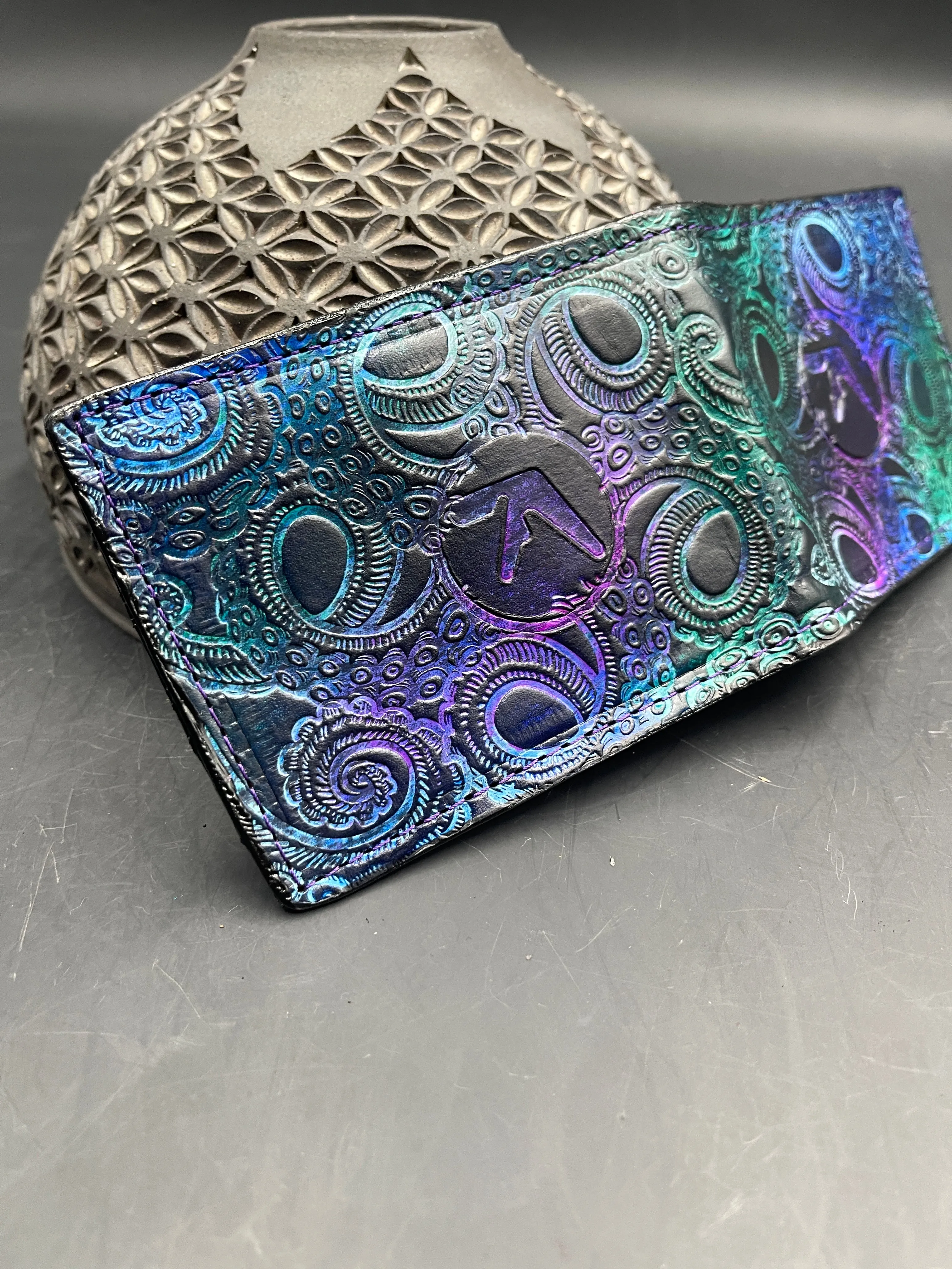 Stamped Leather Bifold Wallet - Tentacles
