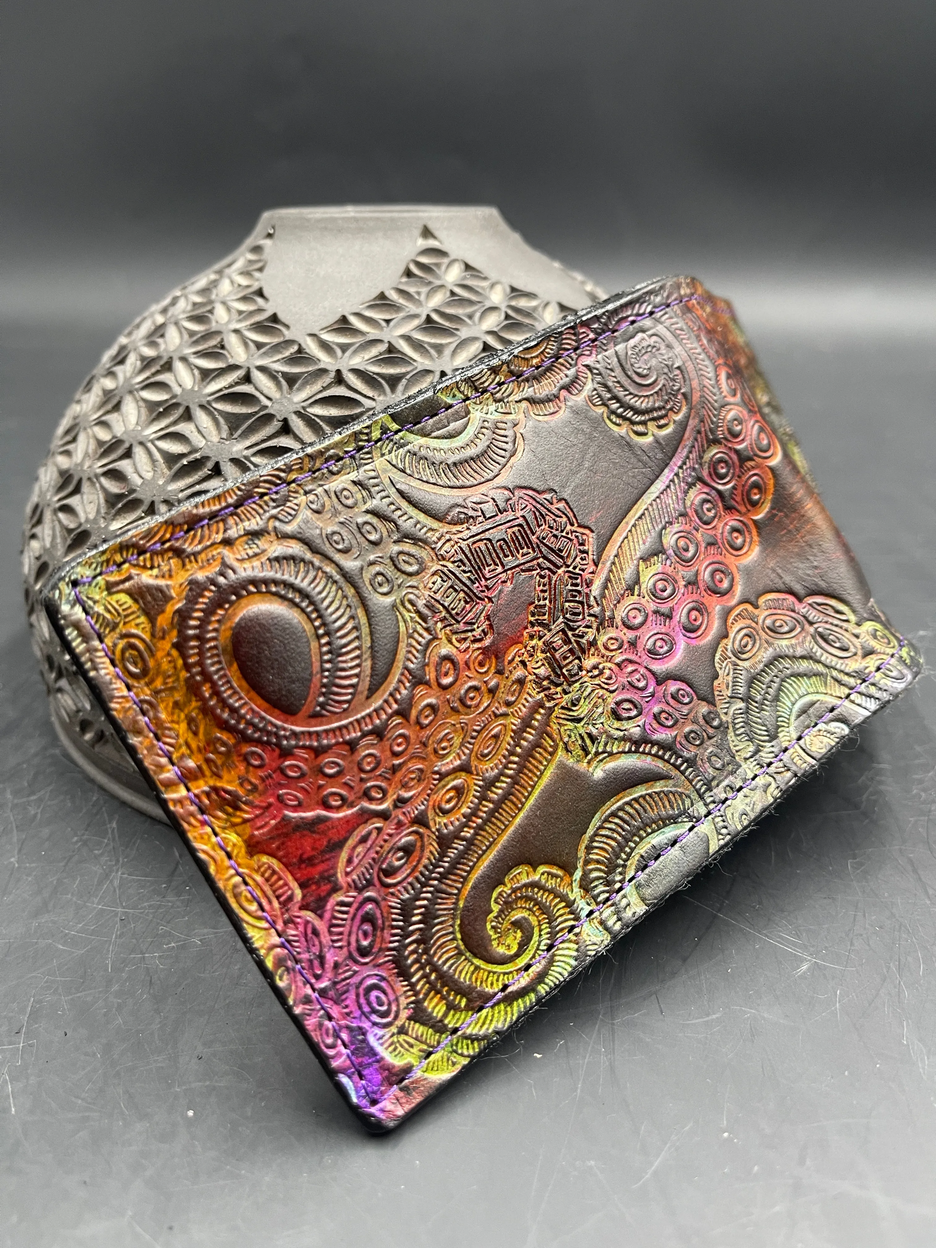 Stamped Leather Bifold Wallet - Tentacles
