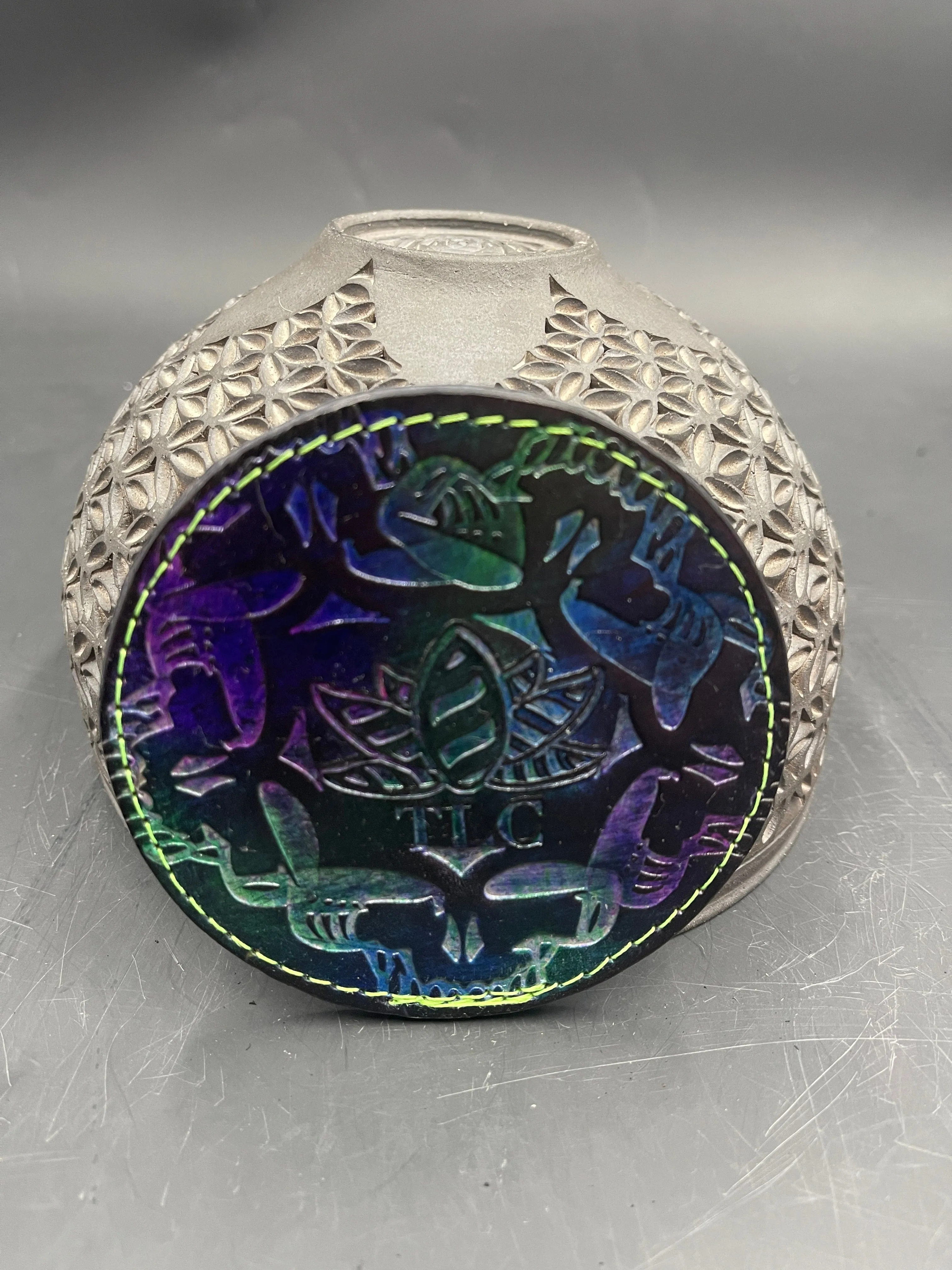Stamped Leather Coaster Lined - Grateful