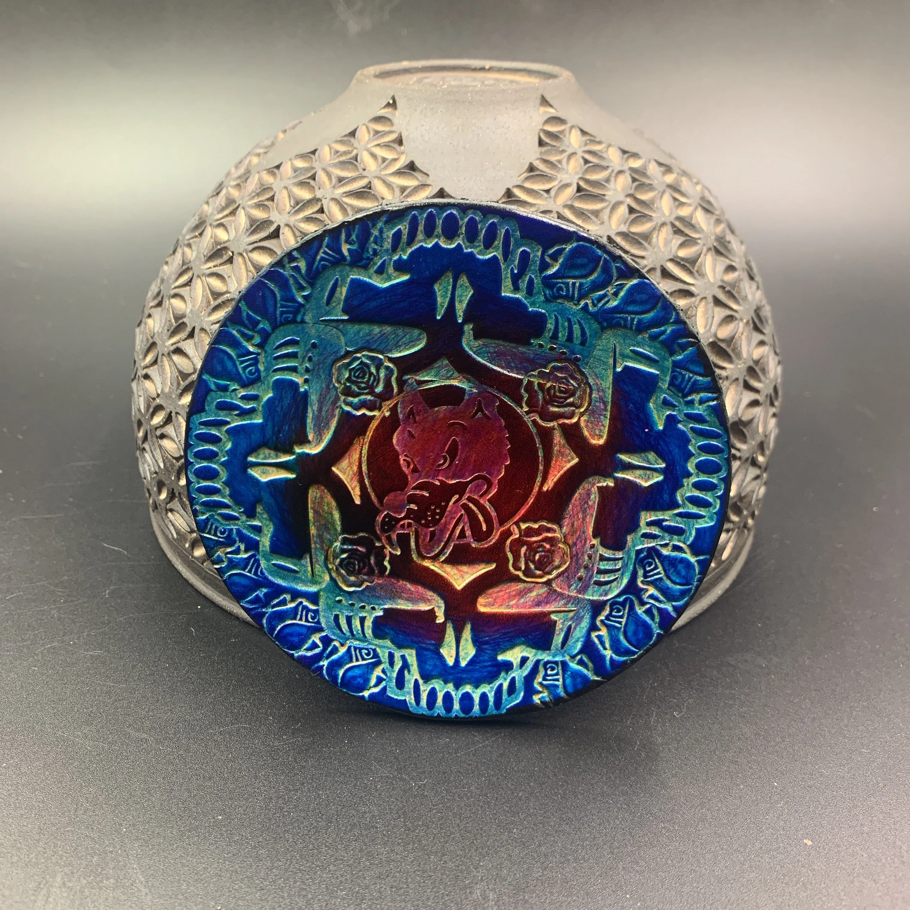 Stamped Leather Coaster Lined - Grateful