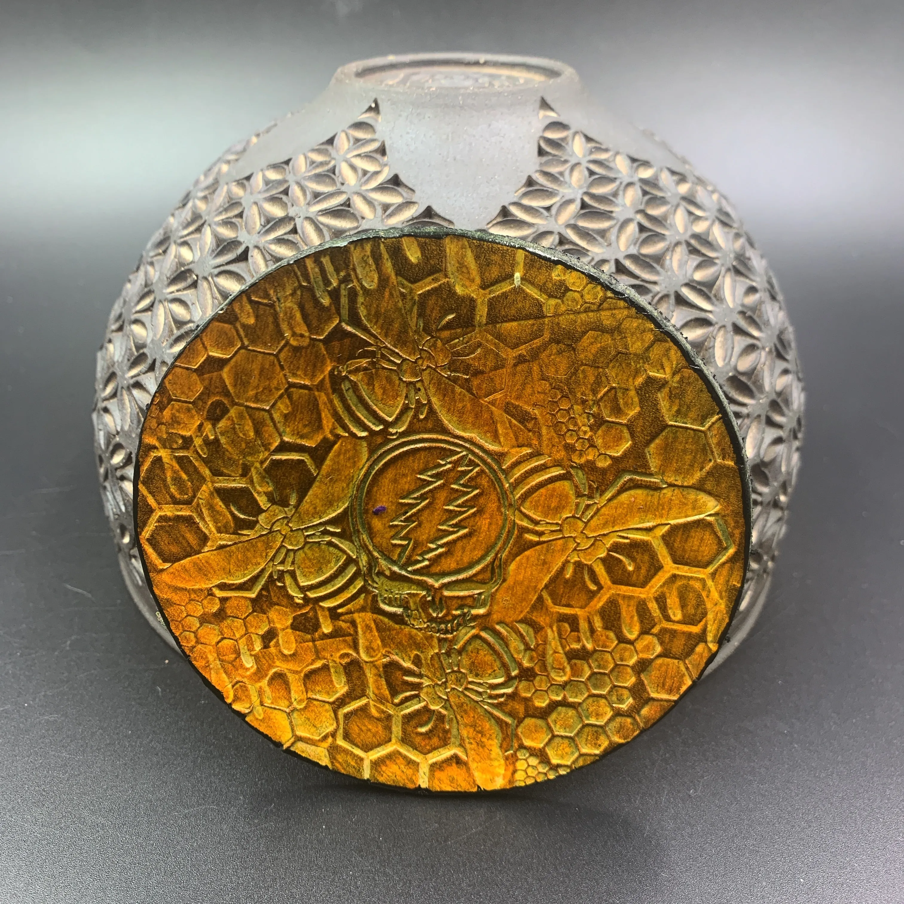 Stamped Leather Coaster Lined - Grateful
