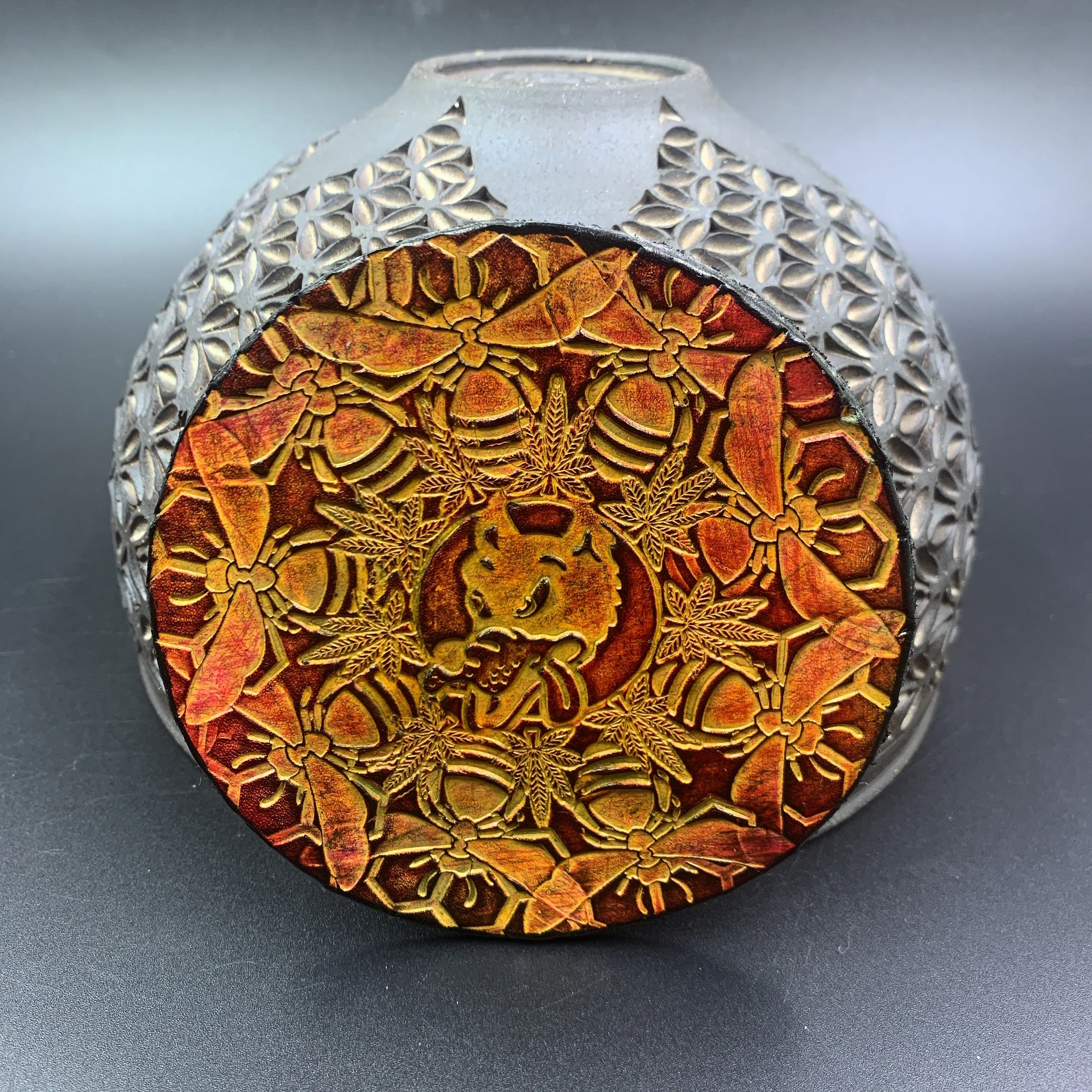 Stamped Leather Coaster Lined - Grateful