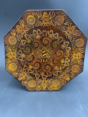 Stamped Leather Dab Mat 7.5" Octagon - Miscellaneous Designs