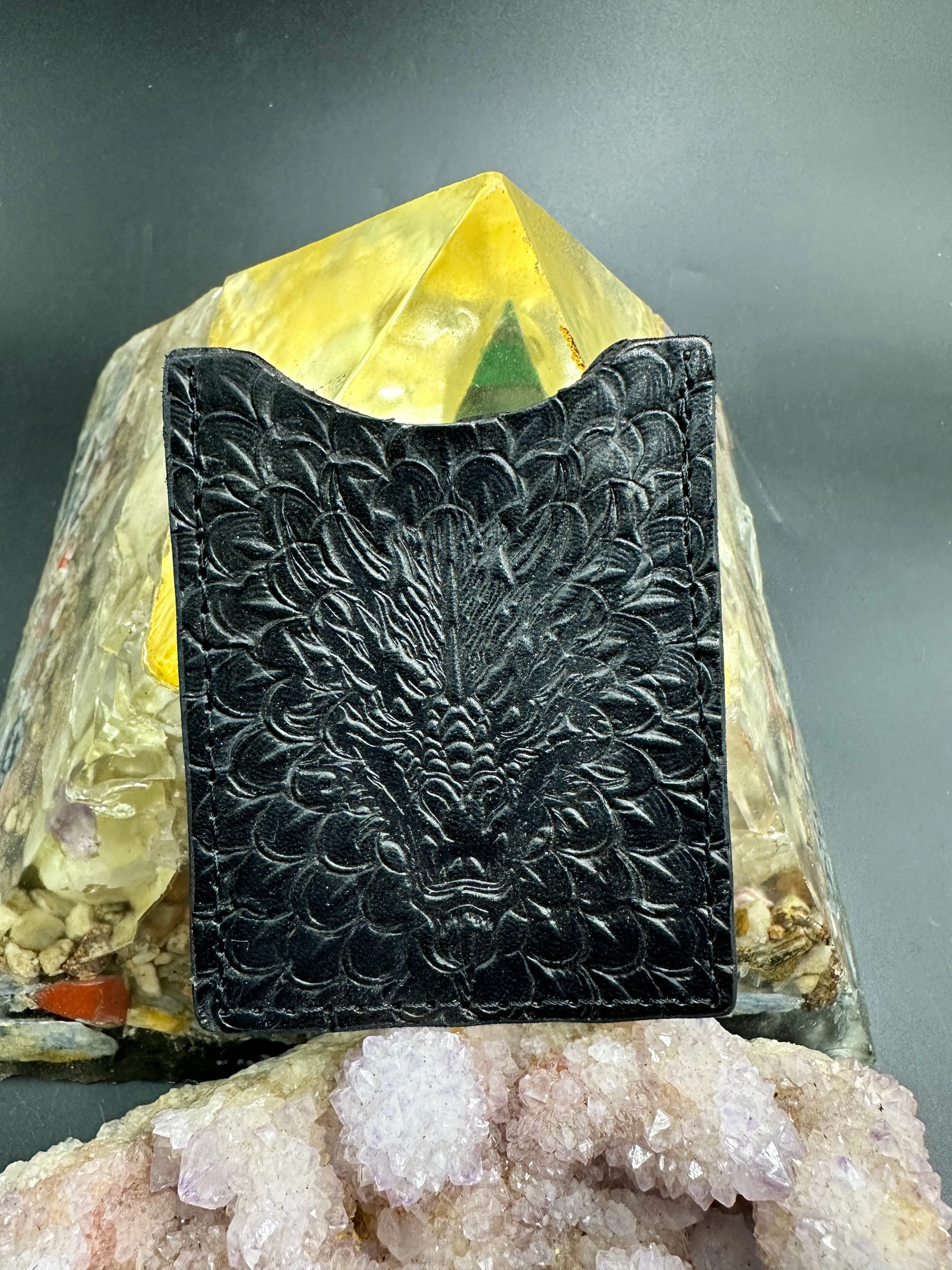 Stamped Leather ID Wallet - Celtic/Dragons