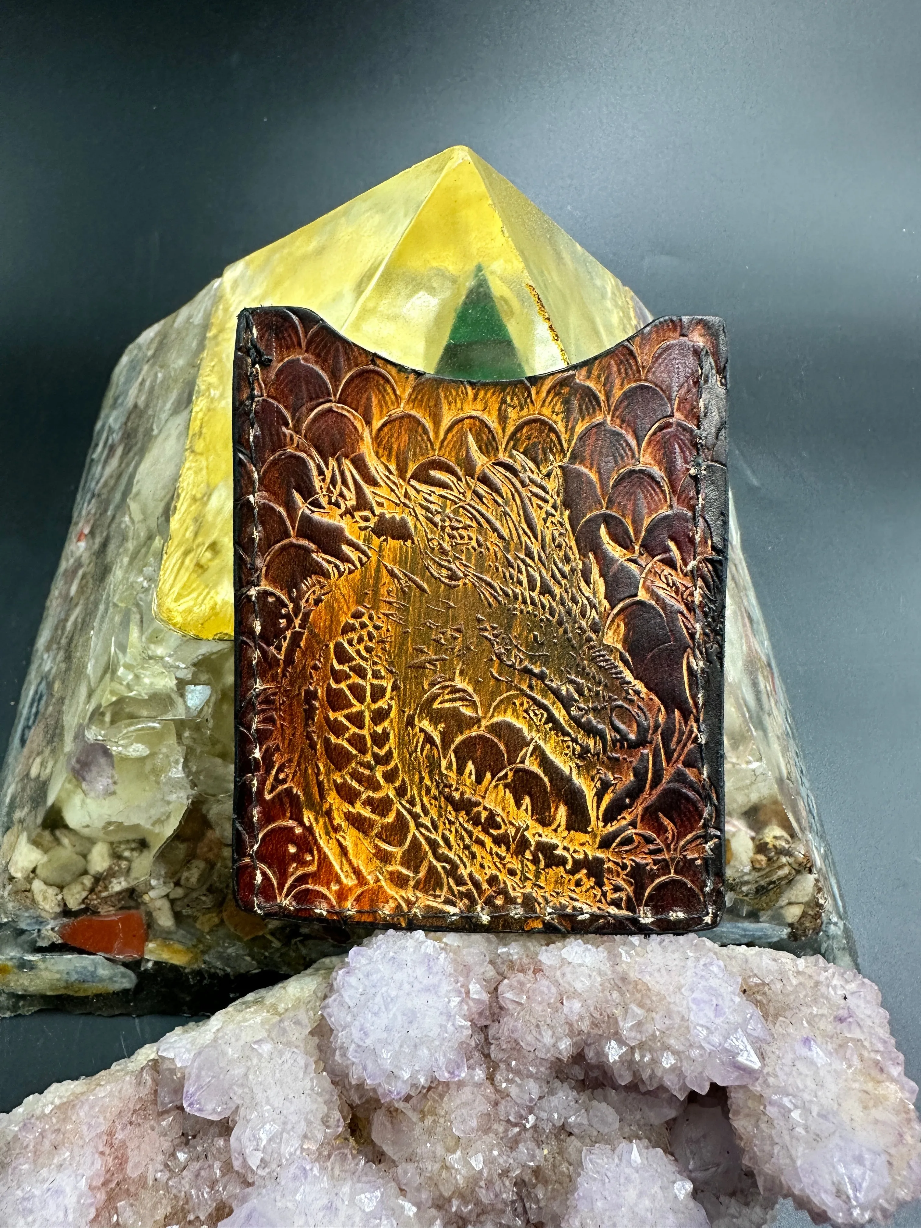 Stamped Leather ID Wallet - Celtic/Dragons