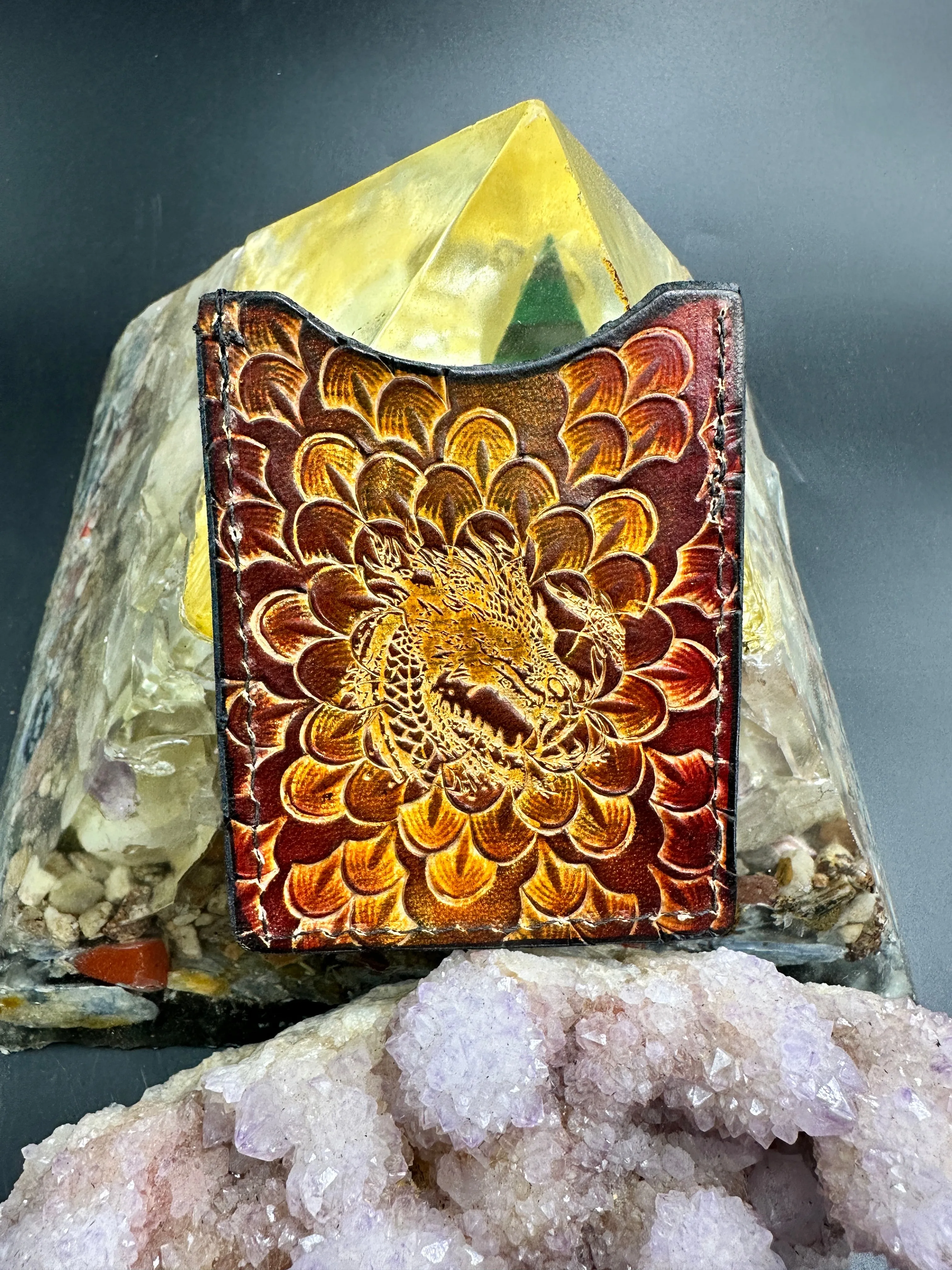 Stamped Leather ID Wallet - Celtic/Dragons