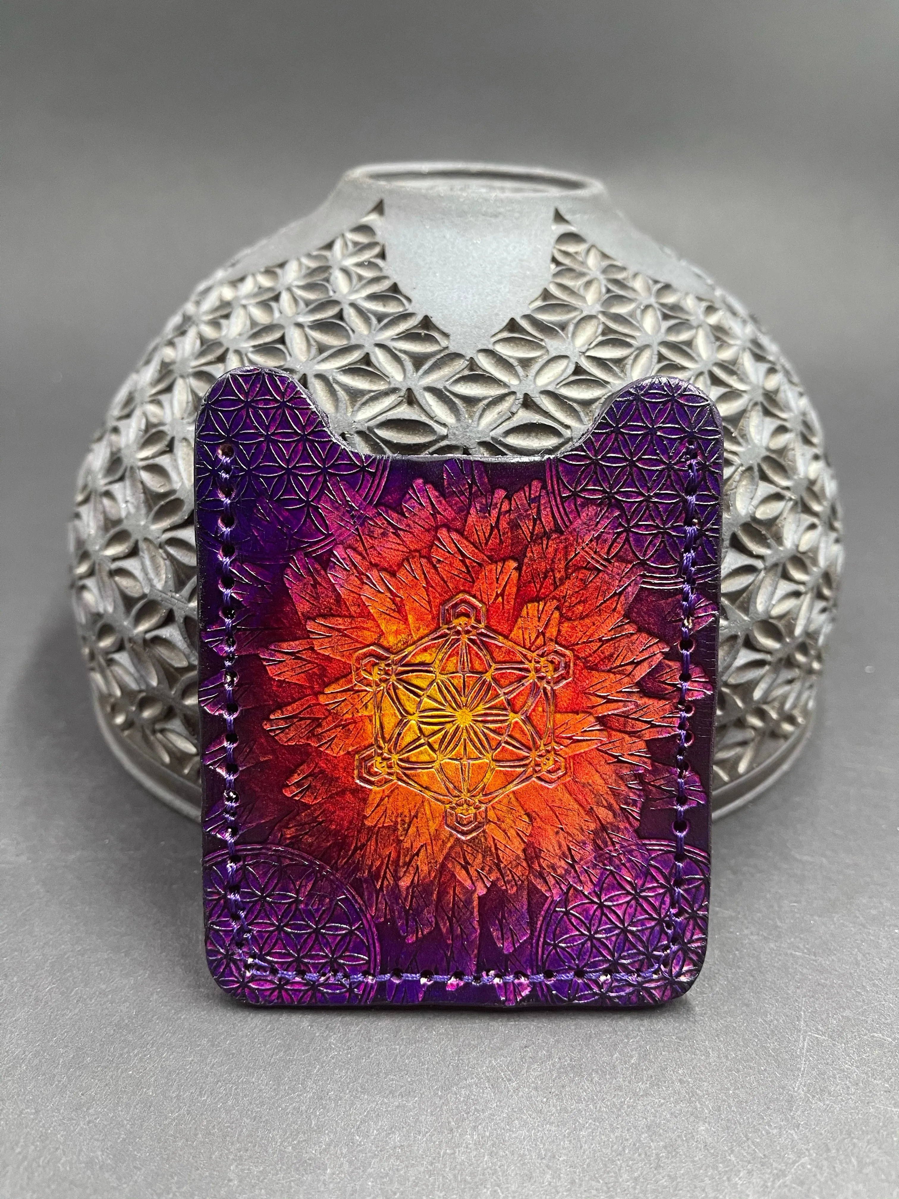 Stamped Leather ID Wallet  - Geometric Designs