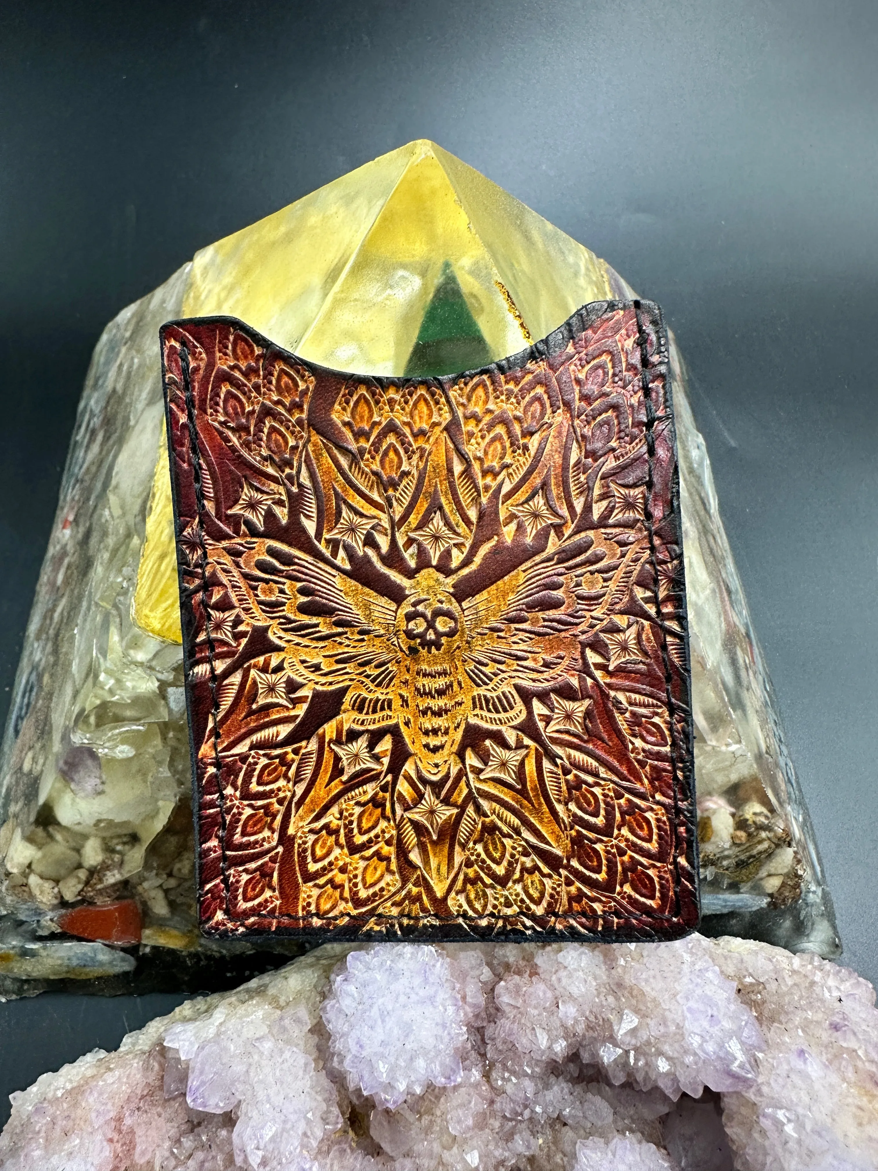 Stamped Leather ID Wallet  - Nature/ Bugs