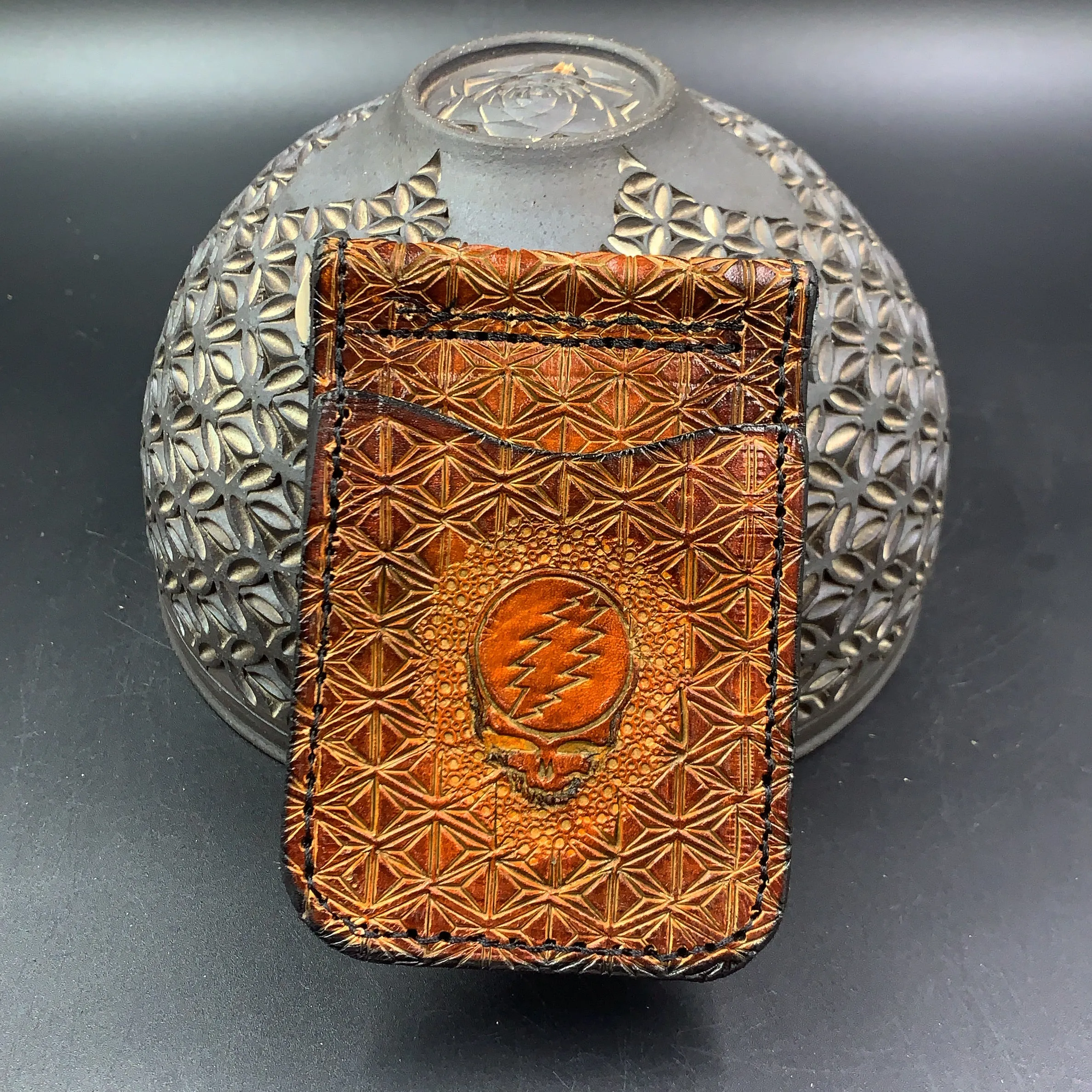 Stamped Leather Money Clips Wallet - Grateful