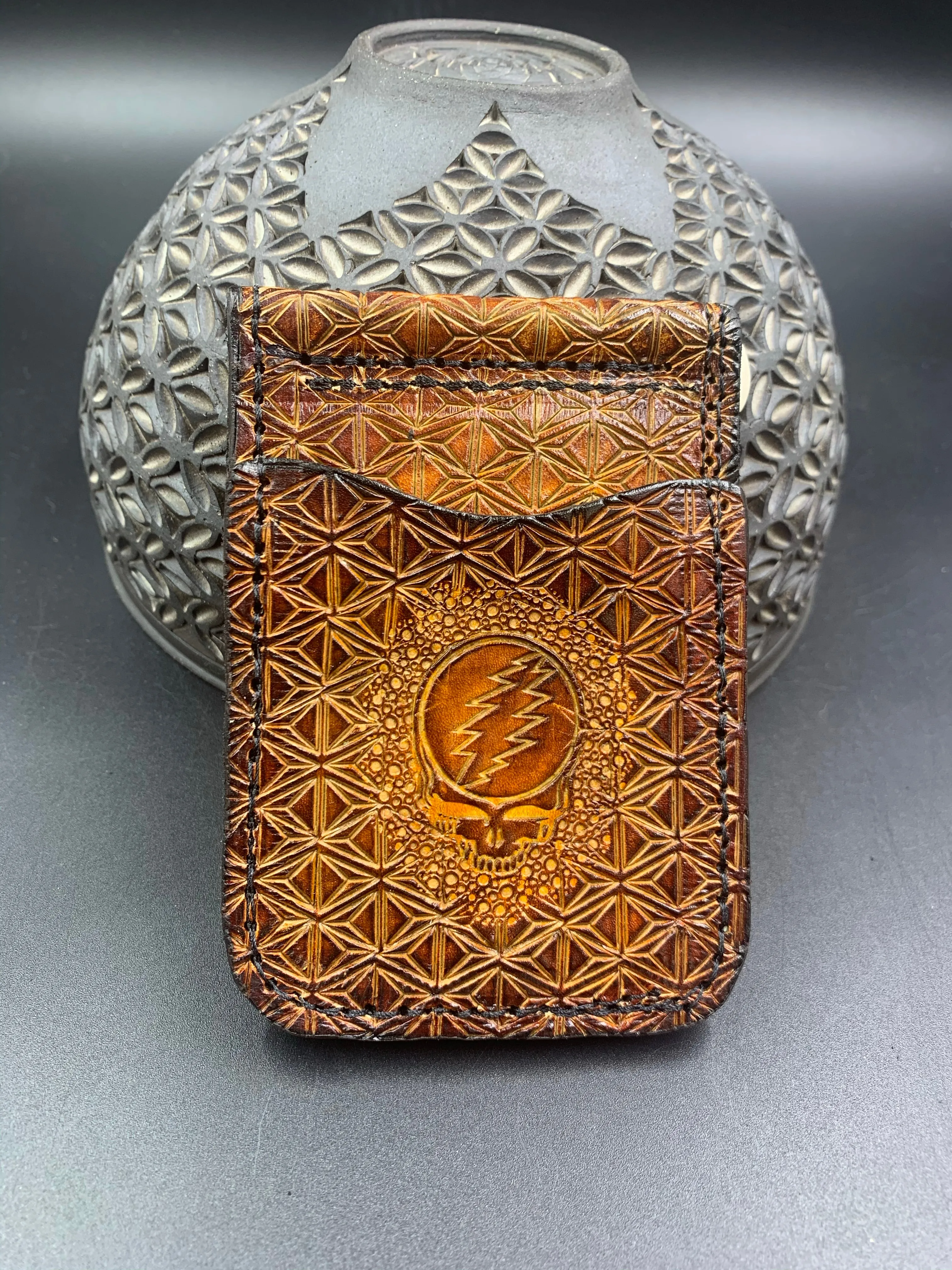 Stamped Leather Money Clips Wallet - Grateful