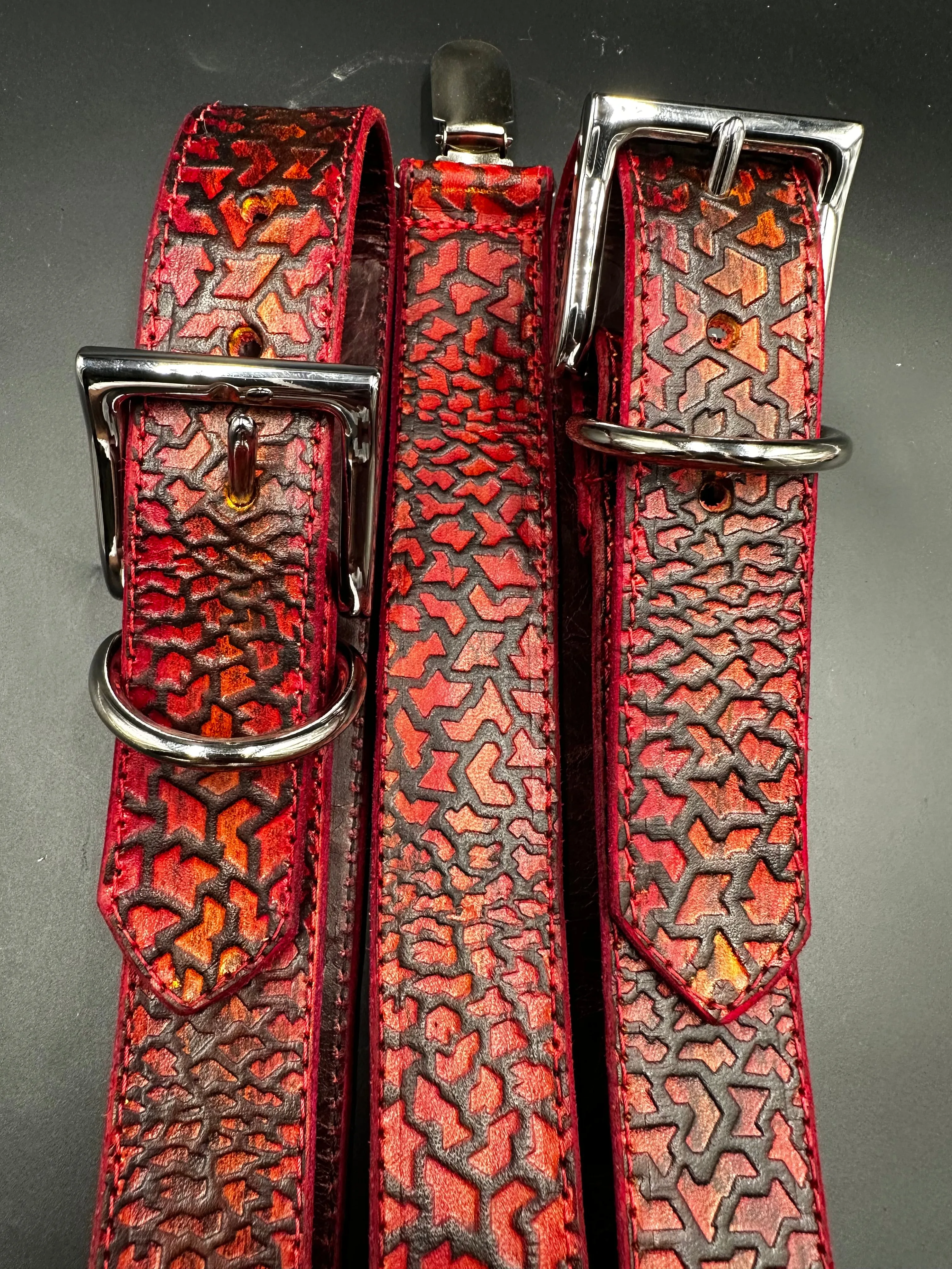 Stamped Leather Suspenders