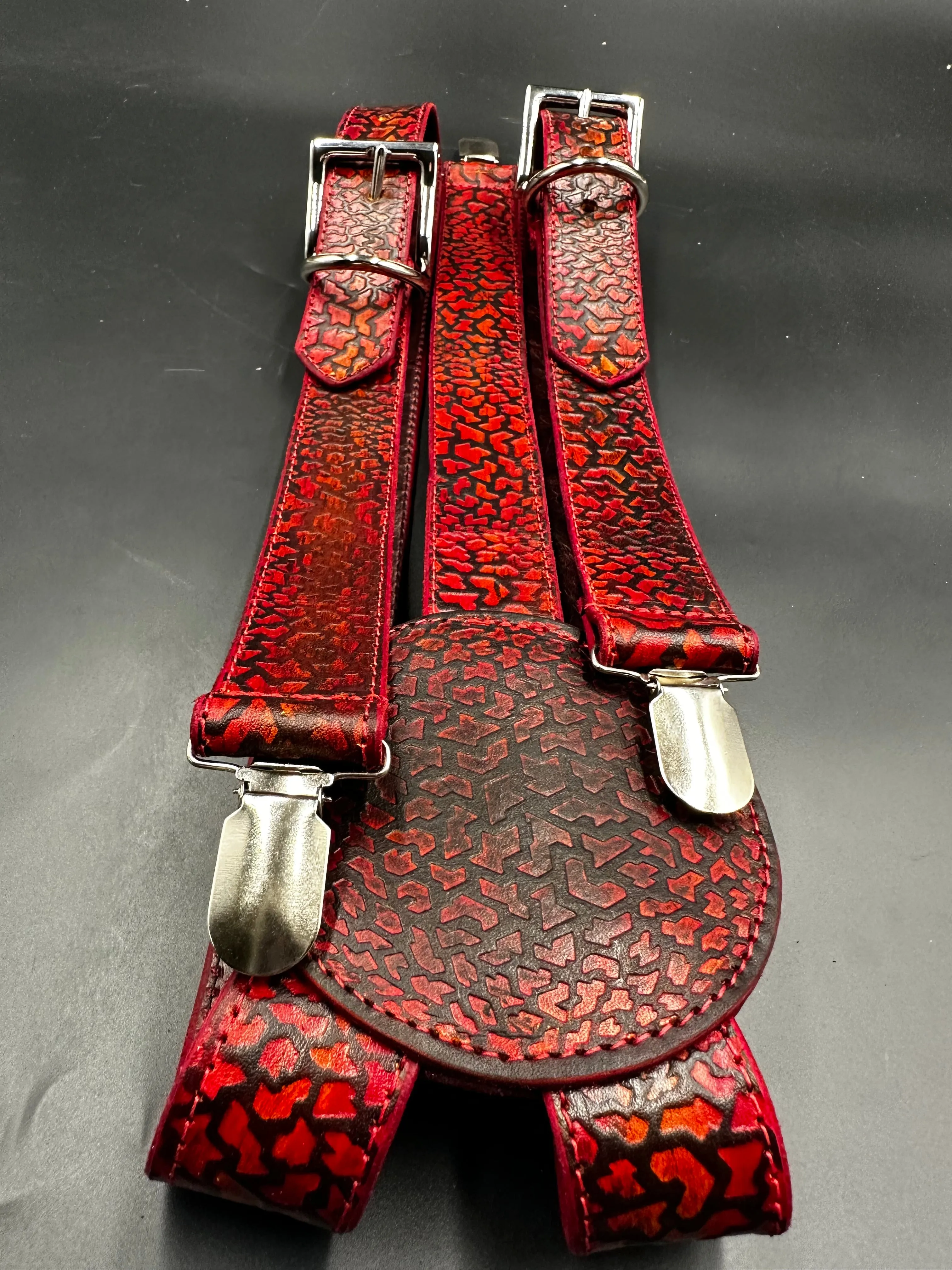 Stamped Leather Suspenders