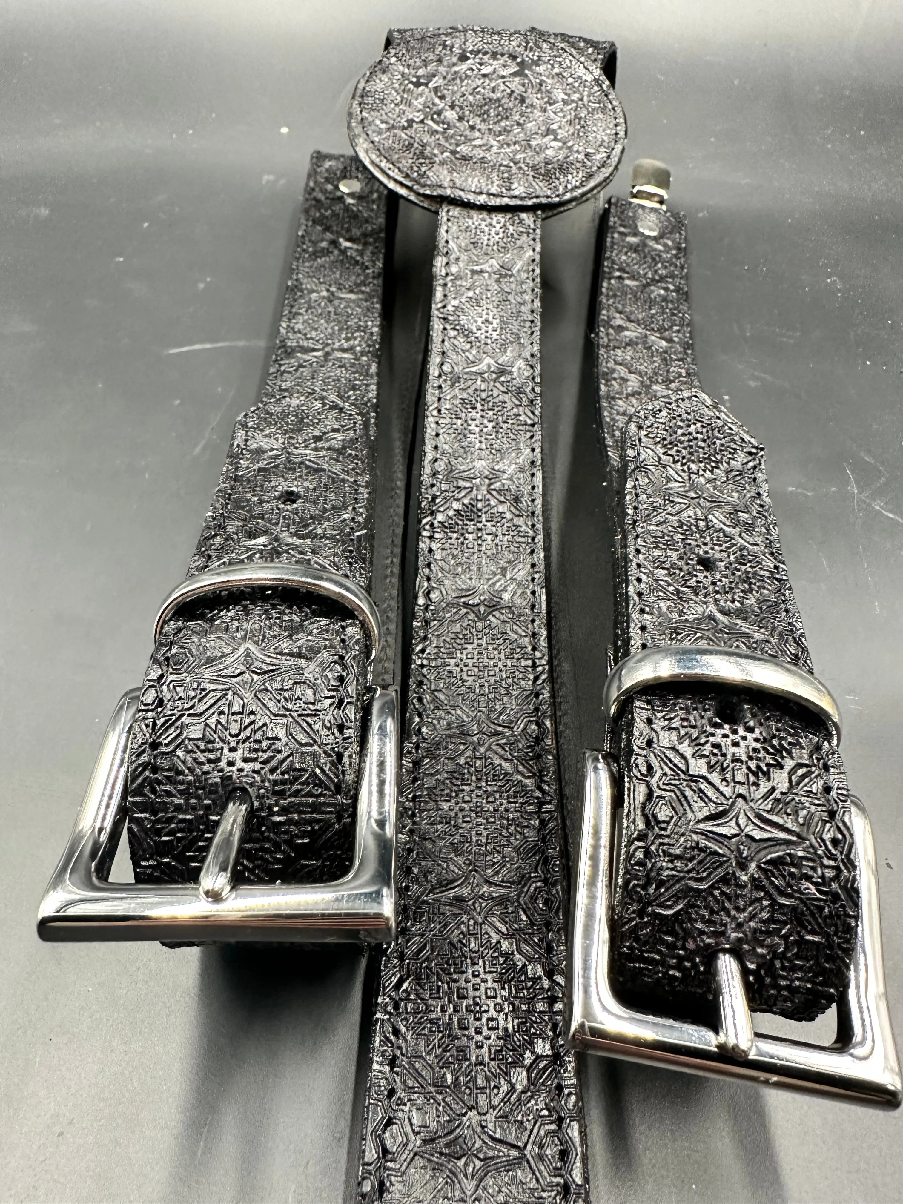 Stamped Leather Suspenders