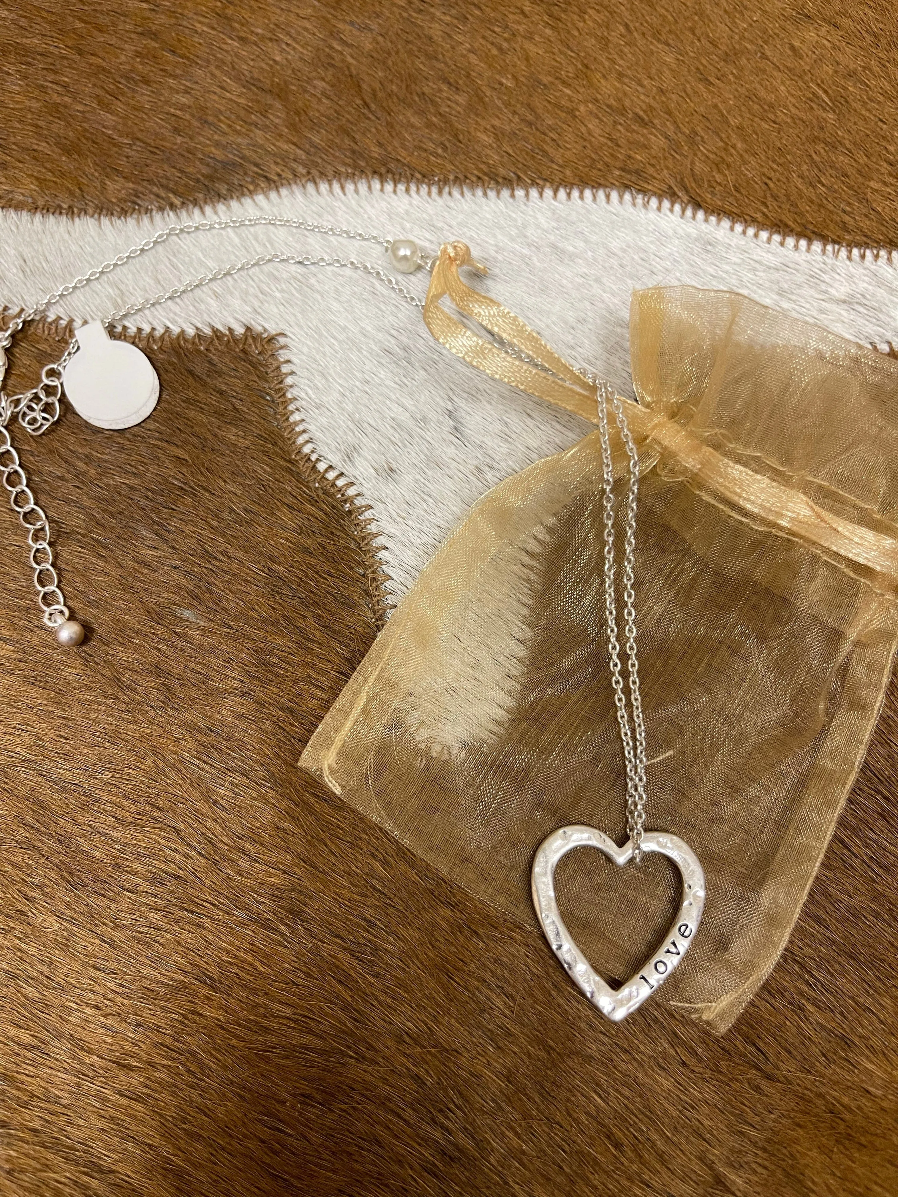 Stamped Love silver necklace