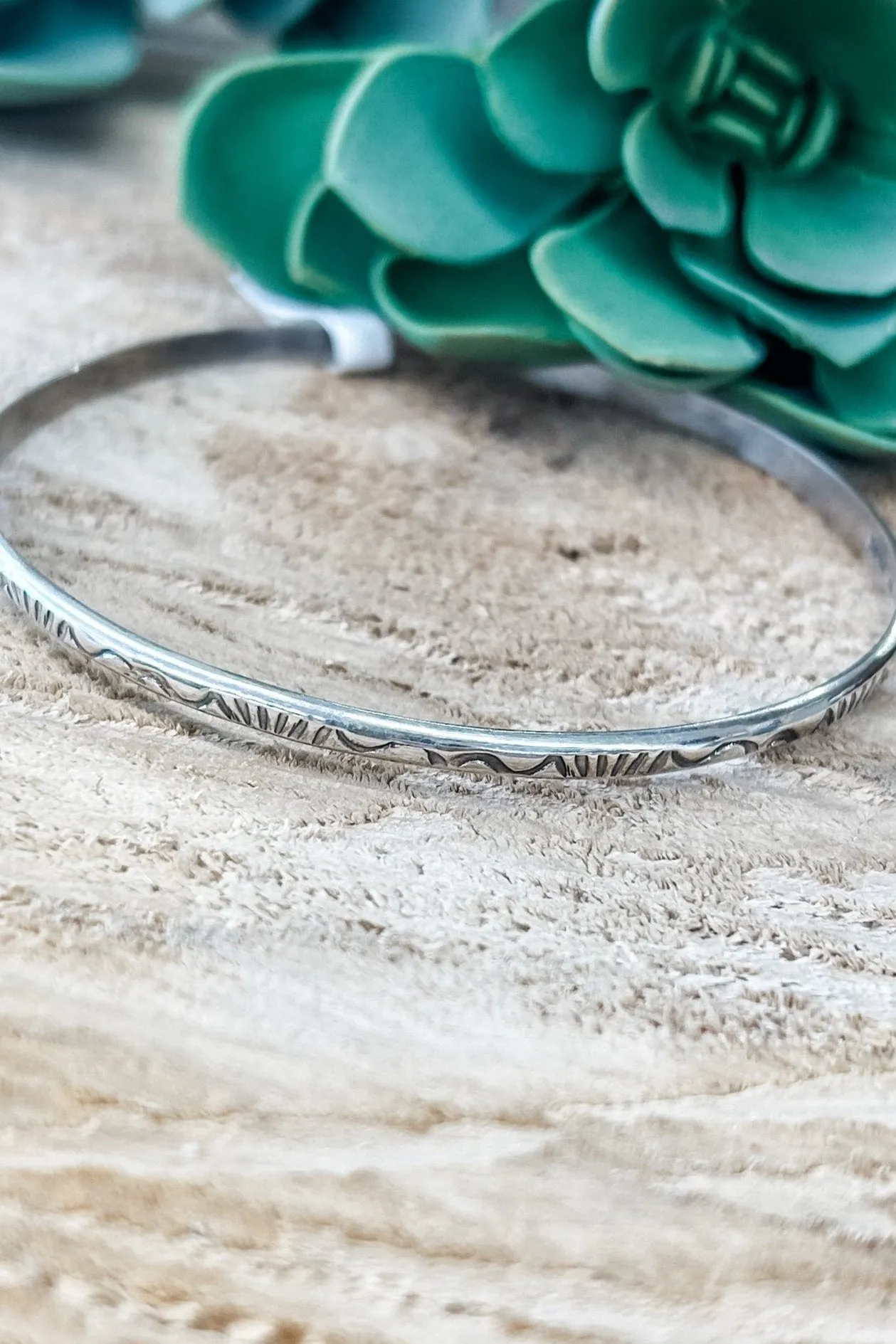 Stamped Silver Bangle