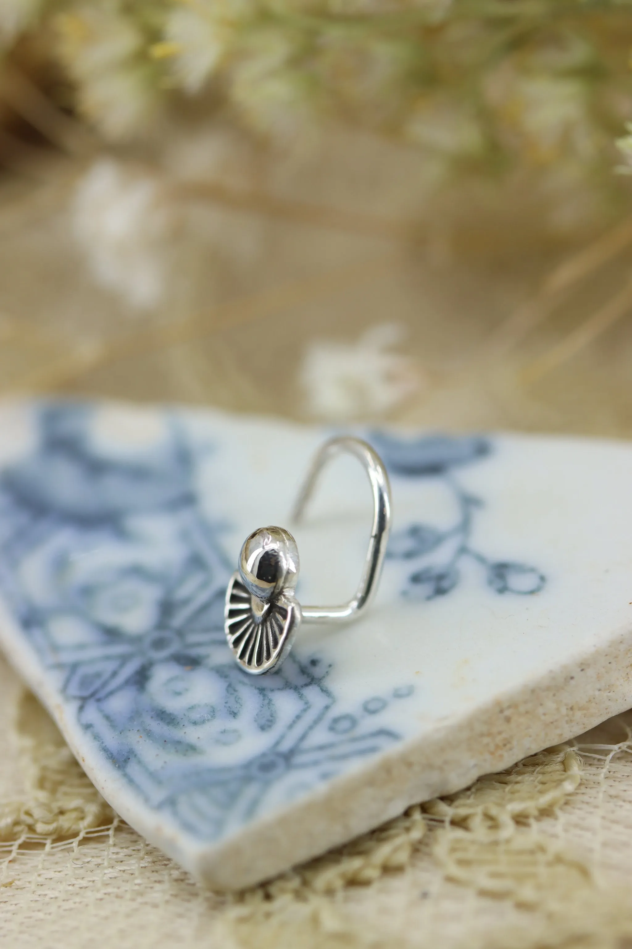 Stamped Silver Nose Stud
